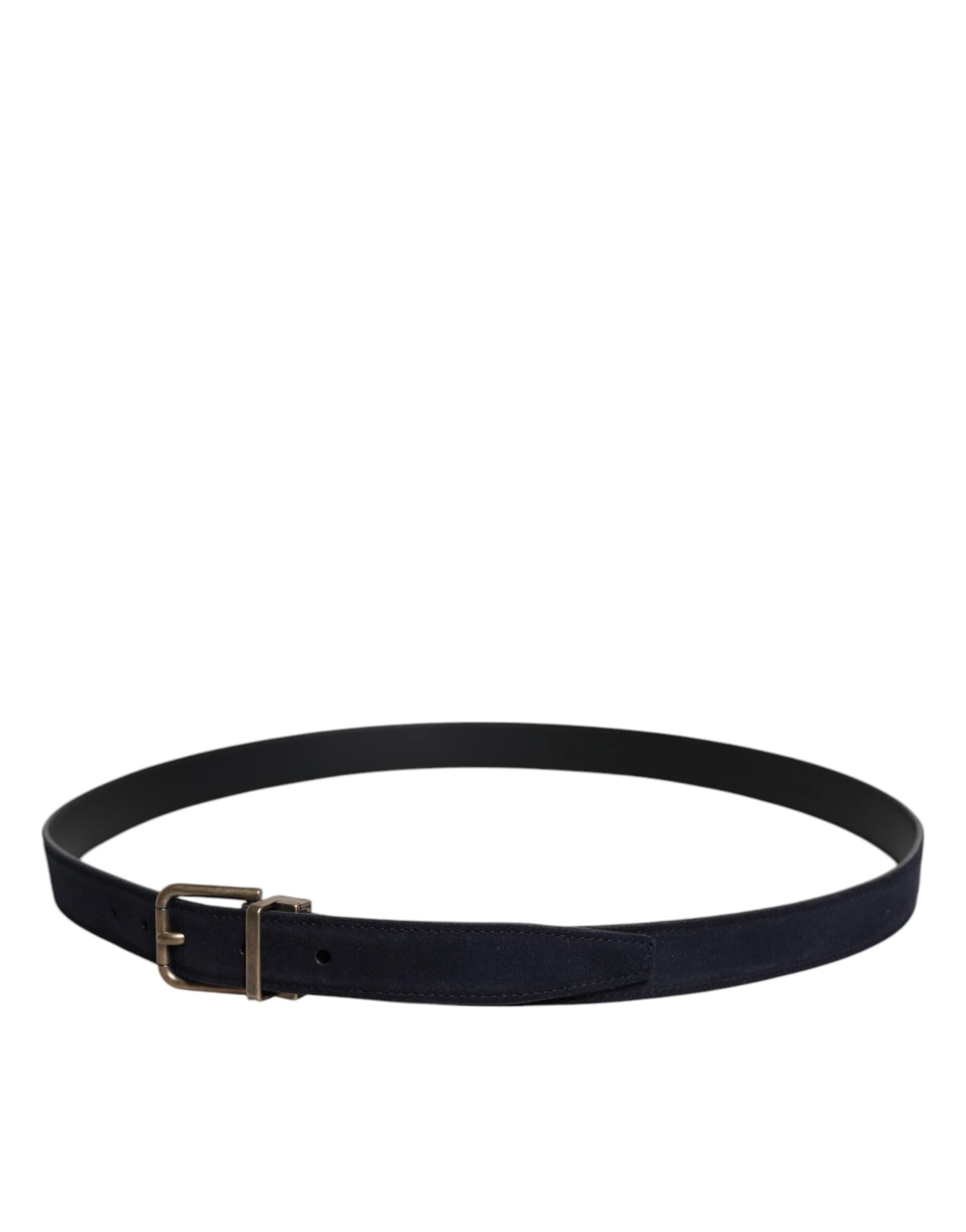 Dolce & Gabbana Black Goat Leather Metal Buckle Classic Belt - 3