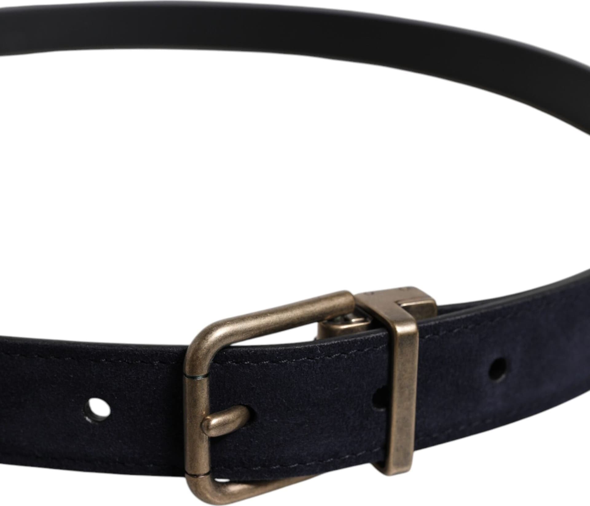 Dolce & Gabbana Black Goat Leather Metal Buckle Classic Belt - 4