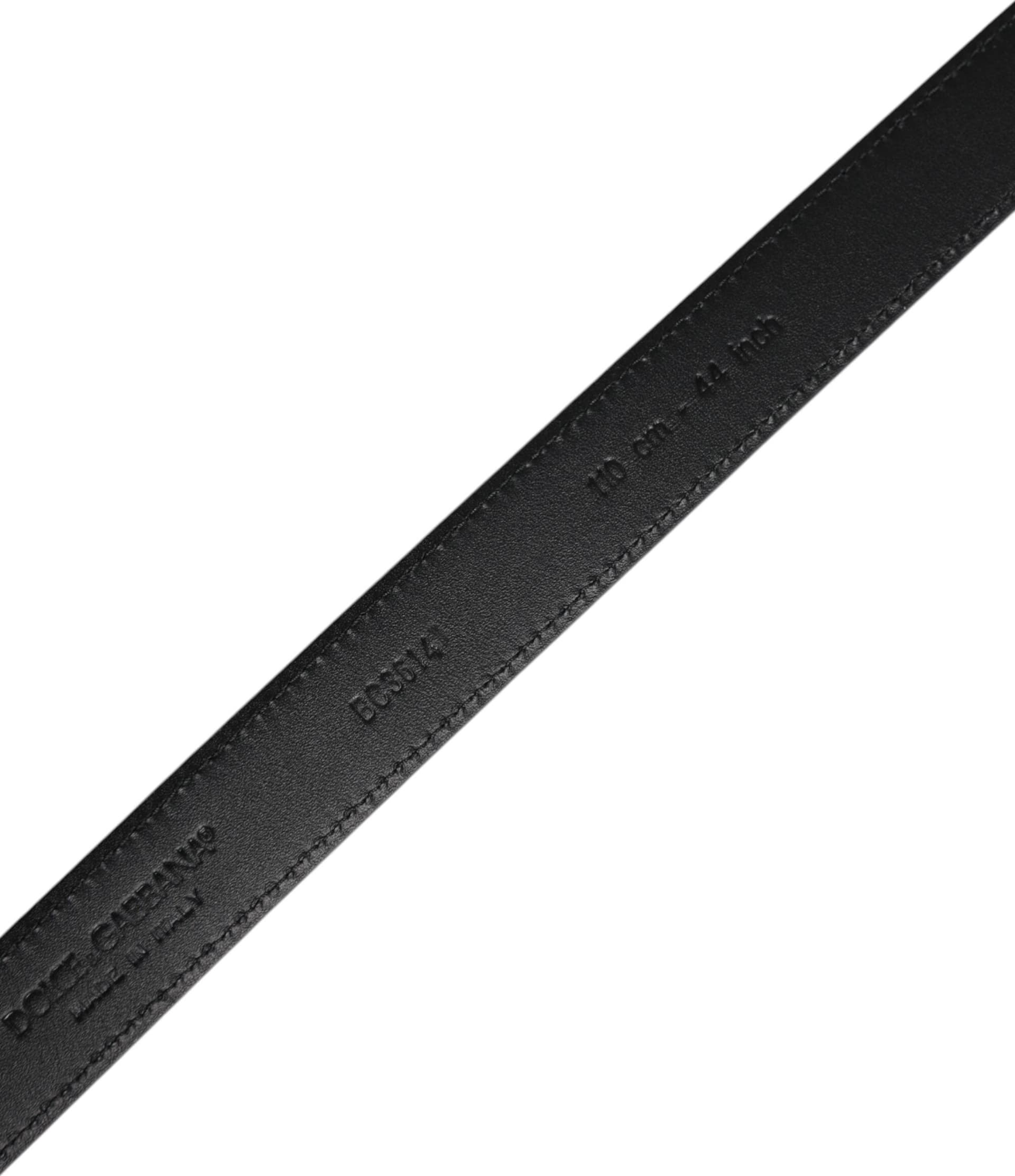 Dolce & Gabbana Black Goat Leather Metal Buckle Classic Belt - 5