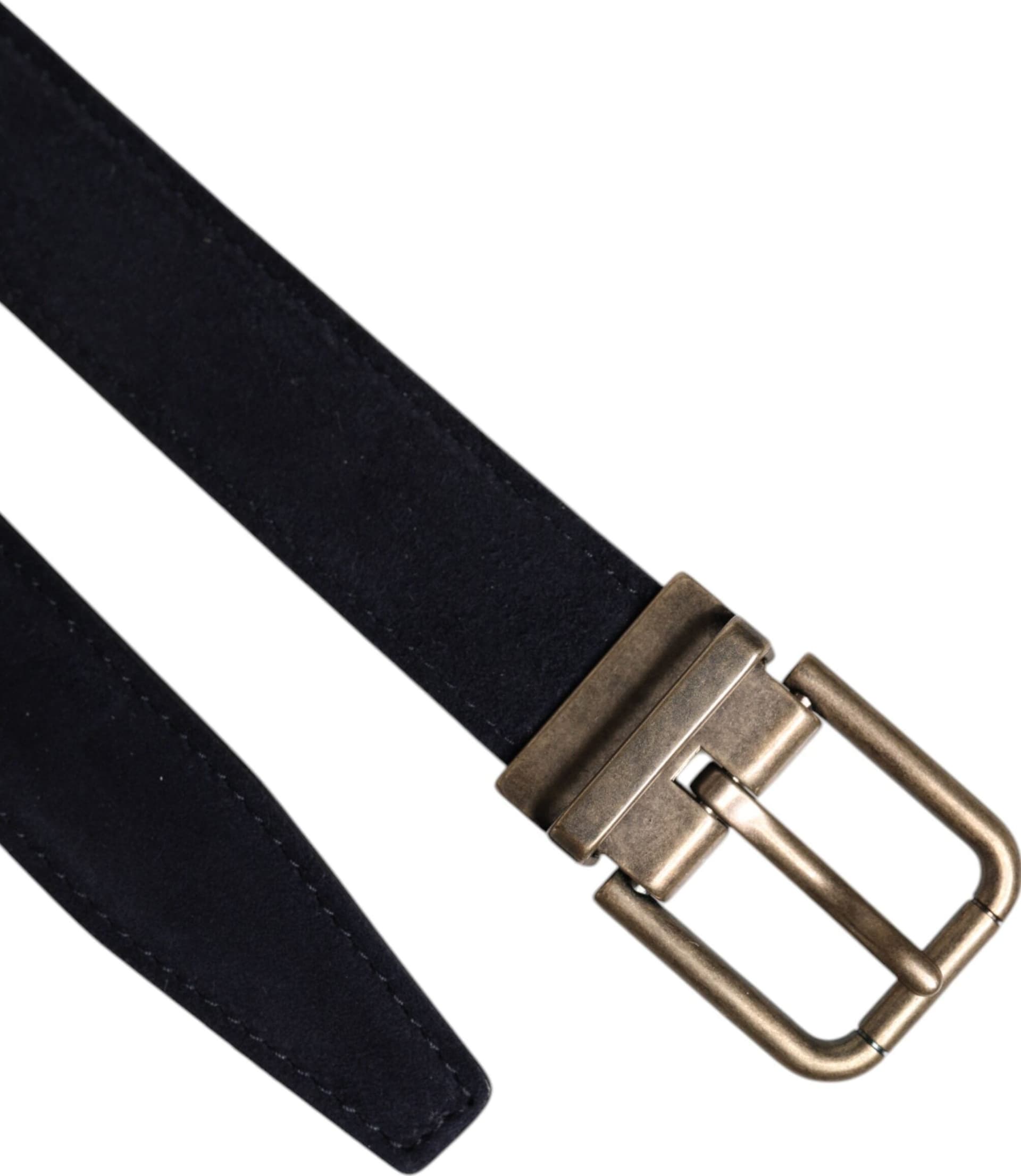 Dolce & Gabbana Black Goat Leather Metal Buckle Classic Belt - 6