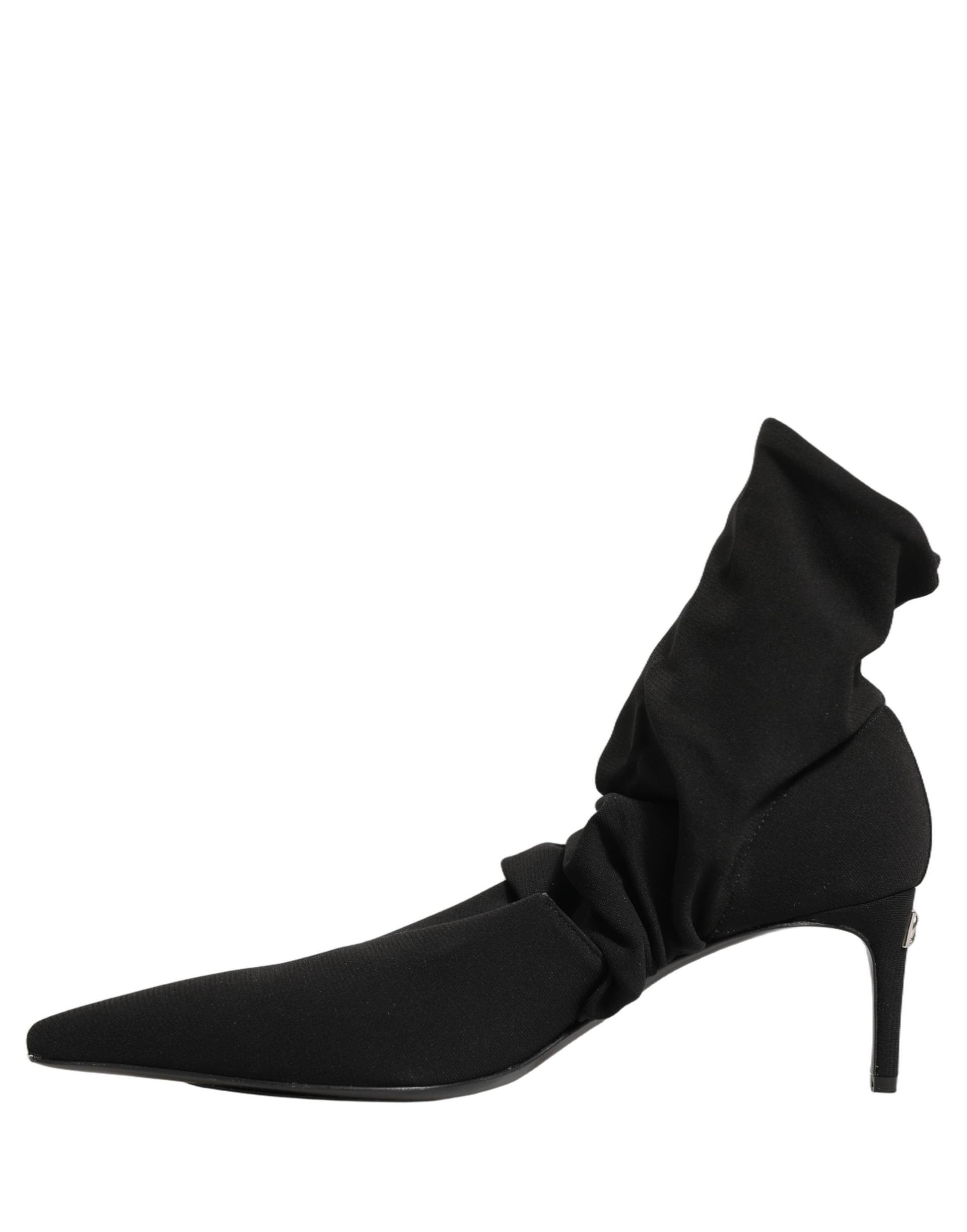 Dolce & Gabbana Black Stretch Socks Heels Ankle Boots Shoes - 3
