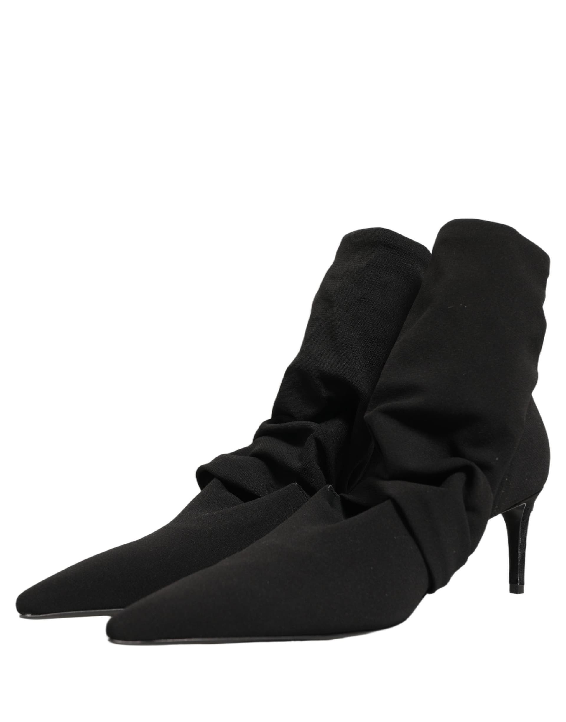 Dolce & Gabbana Black Stretch Socks Heels Ankle Boots Shoes - 4