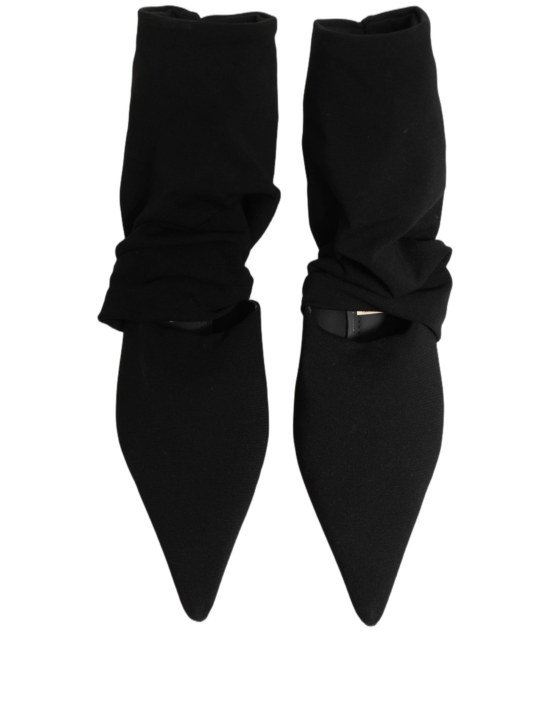 Dolce & Gabbana Black Stretch Socks Heels Ankle Boots Shoes - 7