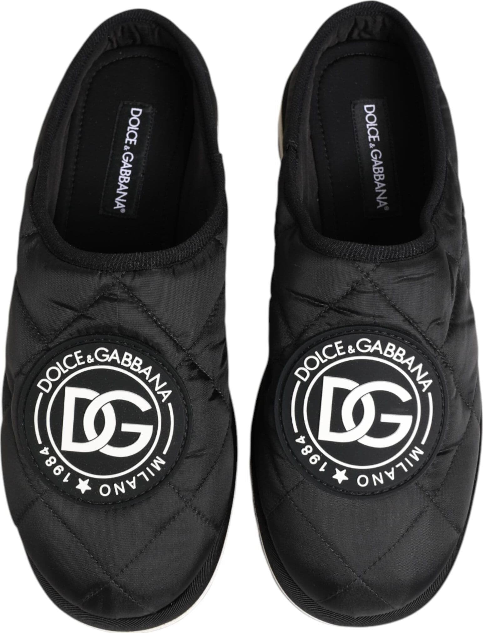 Dolce & Gabbana Black Nylon Low Top Slip On Sneaker Shoes - 2