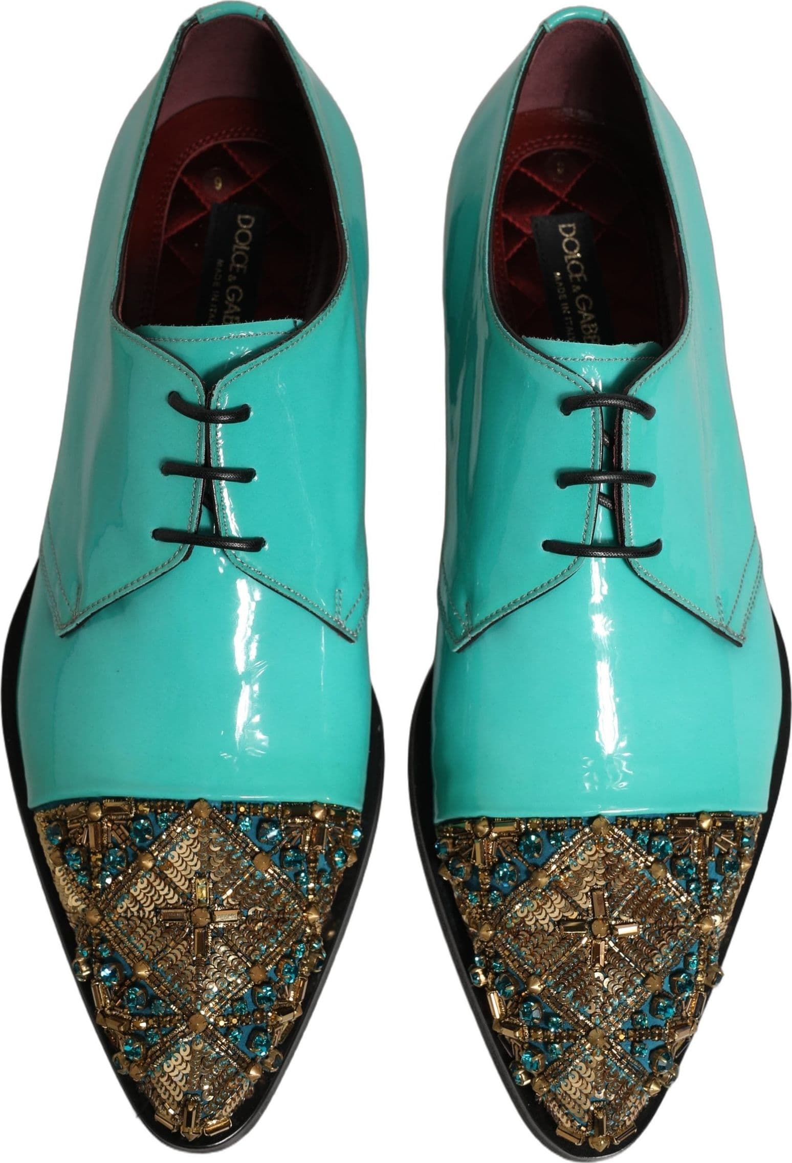 Dolce & Gabbana Aqua Blue Embellished Derby Dress Formal Shoes - 3