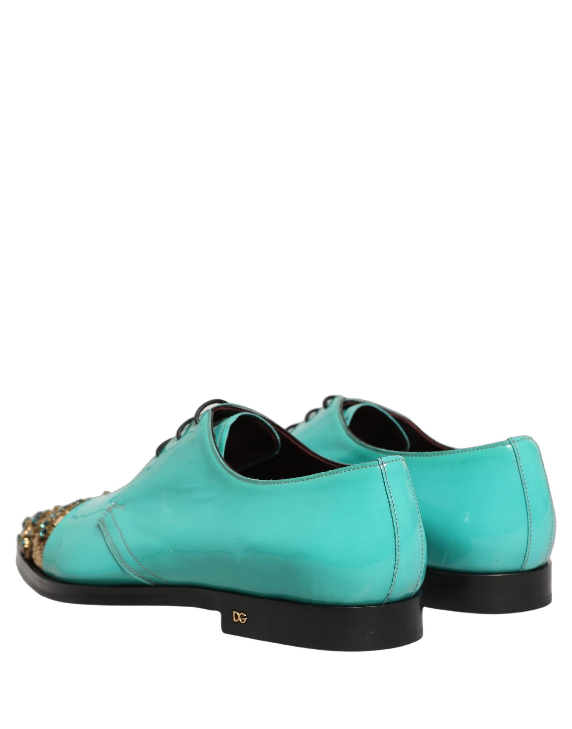 Dolce & Gabbana Aqua Blue Embellished Derby Dress Formal Shoes - 5