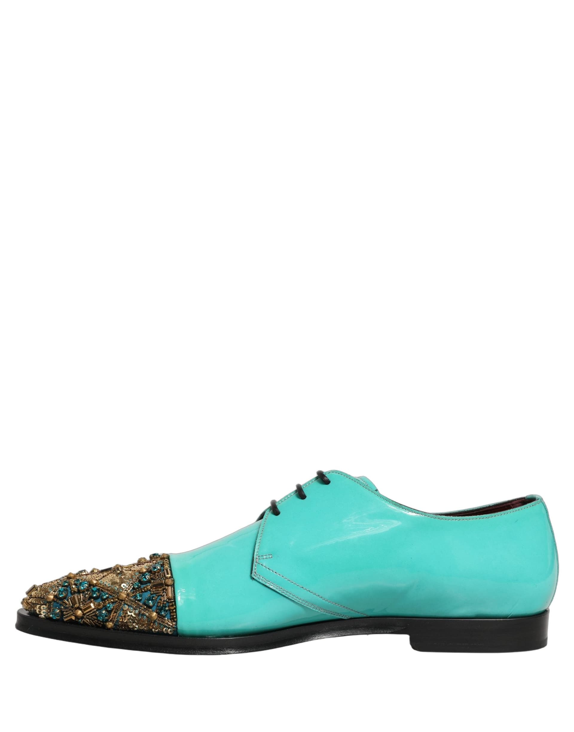 Dolce & Gabbana Aqua Blue Embellished Derby Dress Formal Shoes - 6