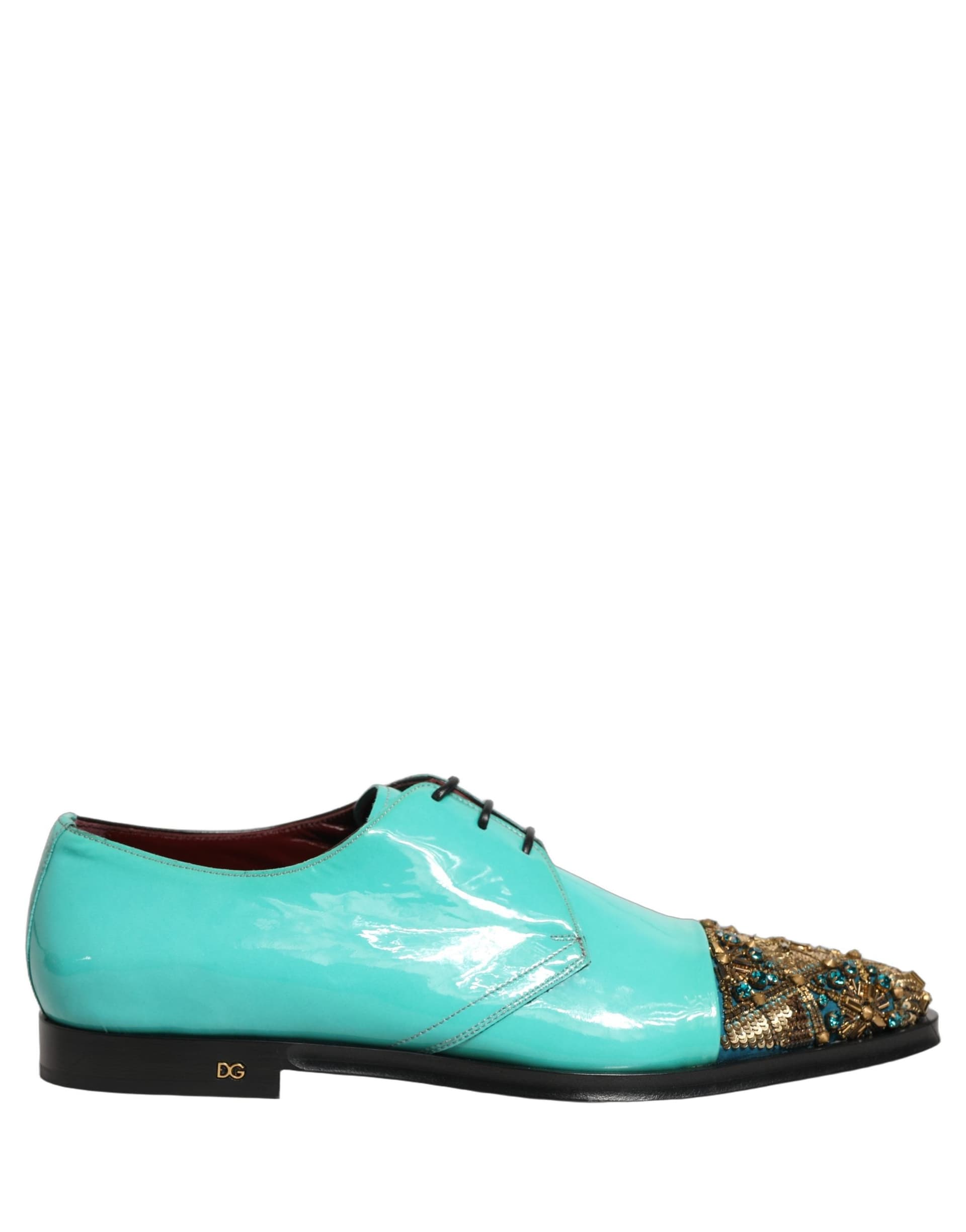 Dolce & Gabbana Aqua Blue Embellished Derby Dress Formal Shoes - 7