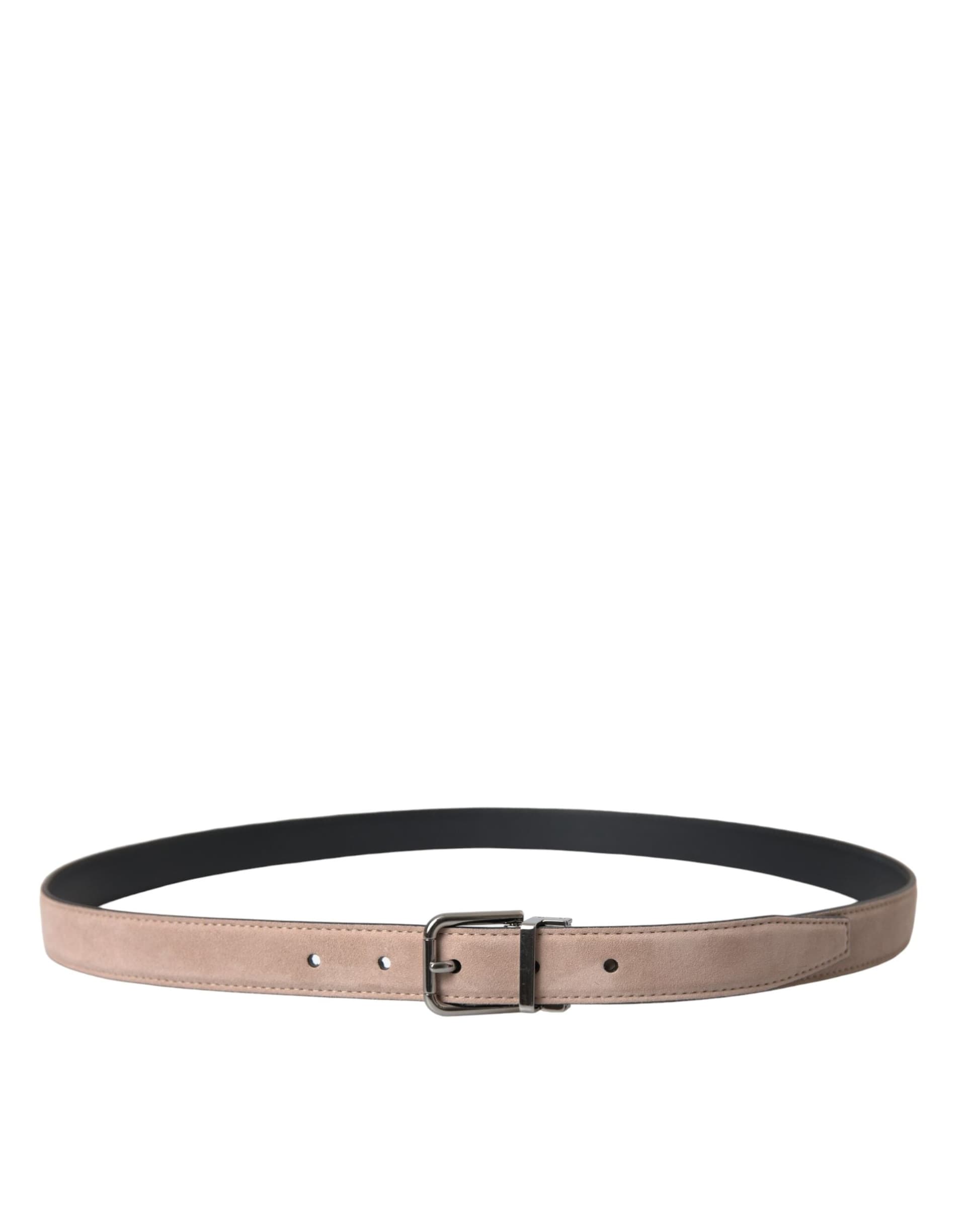 Dolce & Gabbana Beige Suede Leather Silver Buckle Belt Men - 3