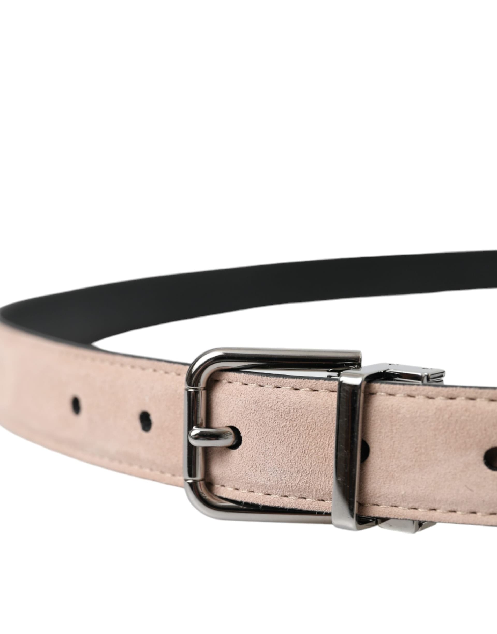 Dolce & Gabbana Beige Suede Leather Silver Buckle Belt Men - 4