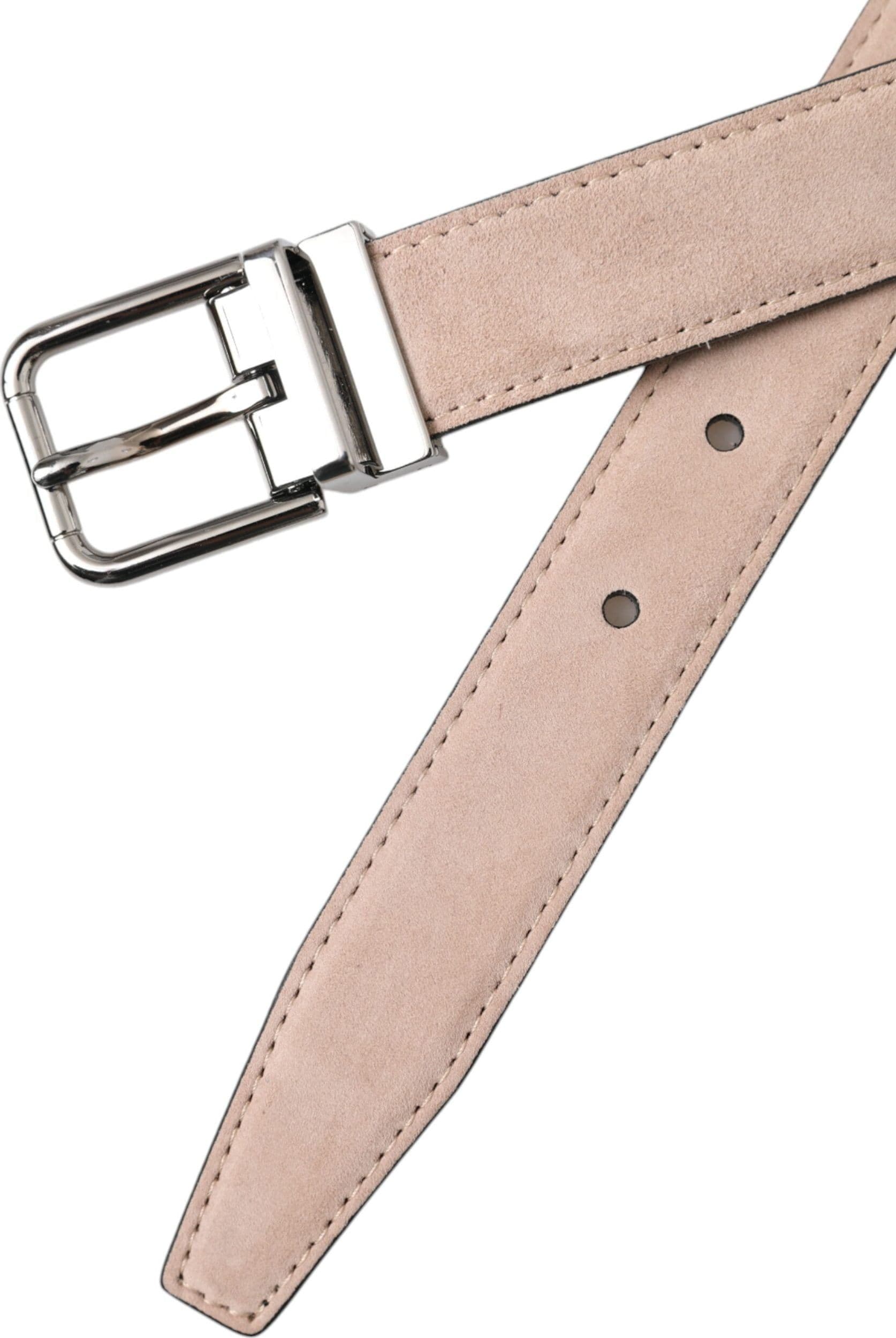 Dolce & Gabbana Beige Suede Leather Silver Buckle Belt Men - 6