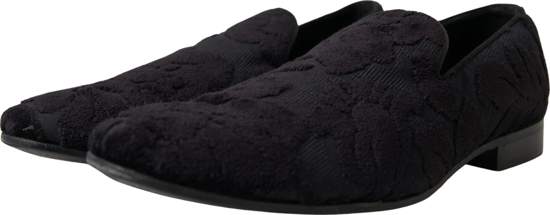 Dolce & Gabbana Black Brocade Loafers Formal Shoes - 6