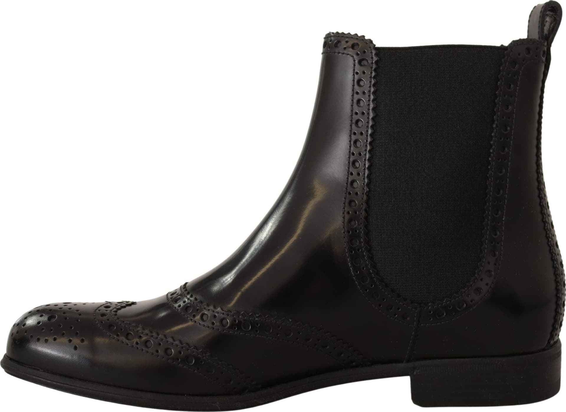 Dolce & Gabbana Black Leather Ankle High Flat Boots Shoes - 3