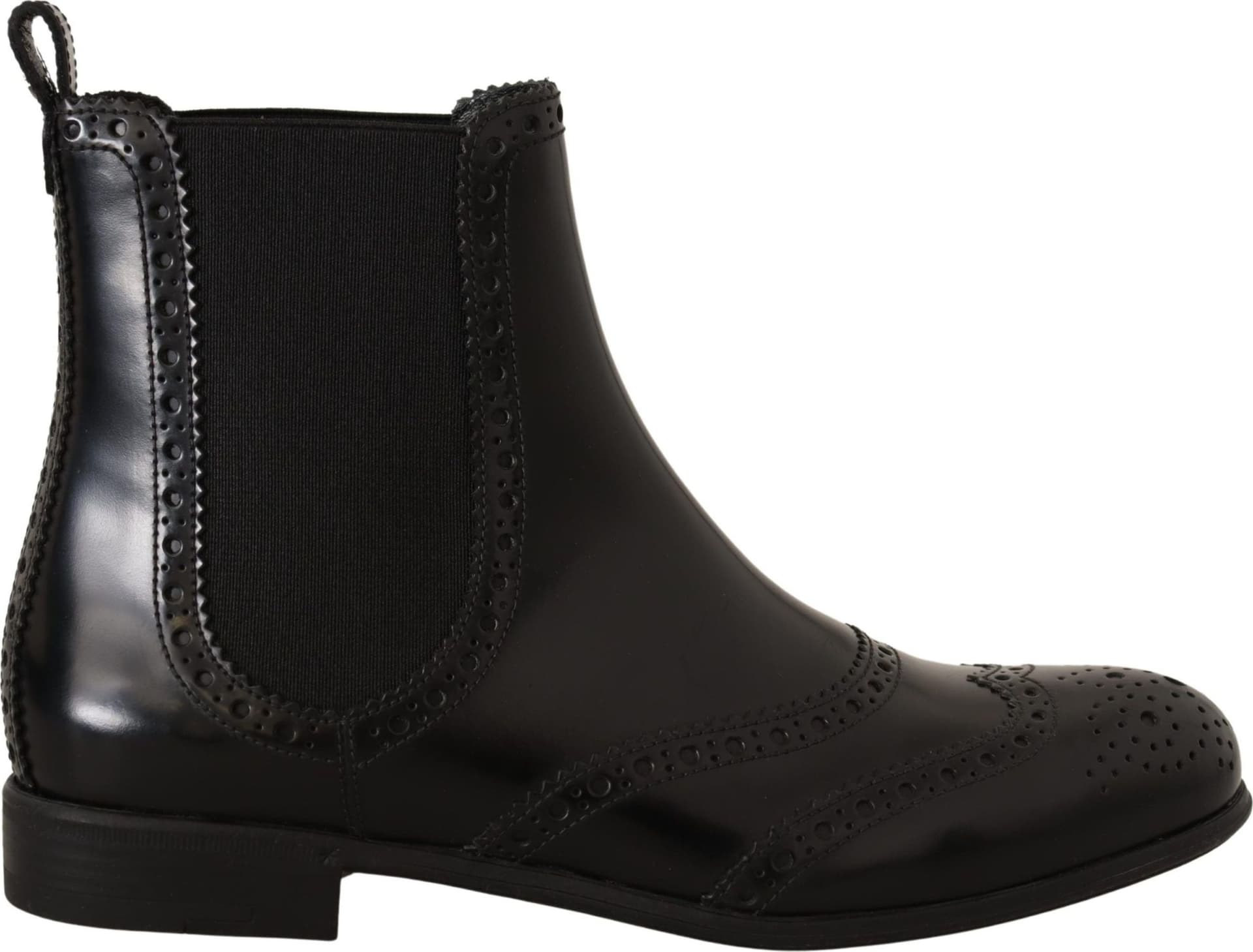 Dolce & Gabbana Black Leather Ankle High Flat Boots Shoes - 4