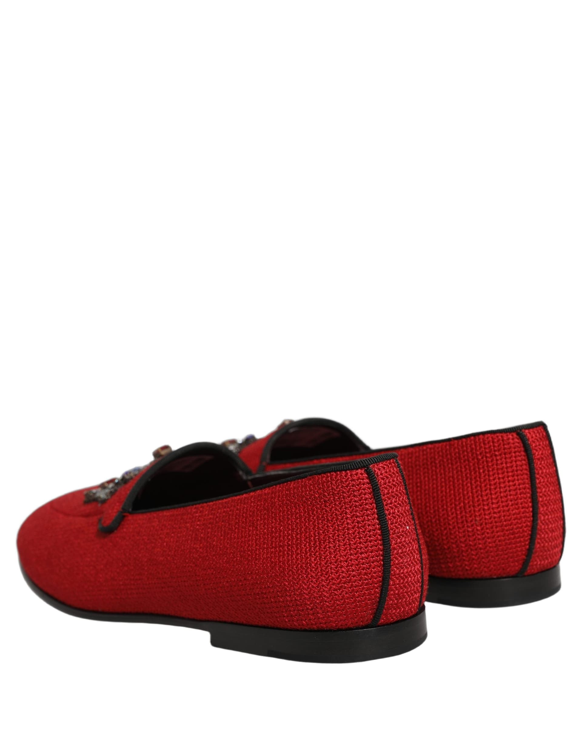 Dolce & Gabbana Red Crown Embellished Dress Loafers Shoes - 5
