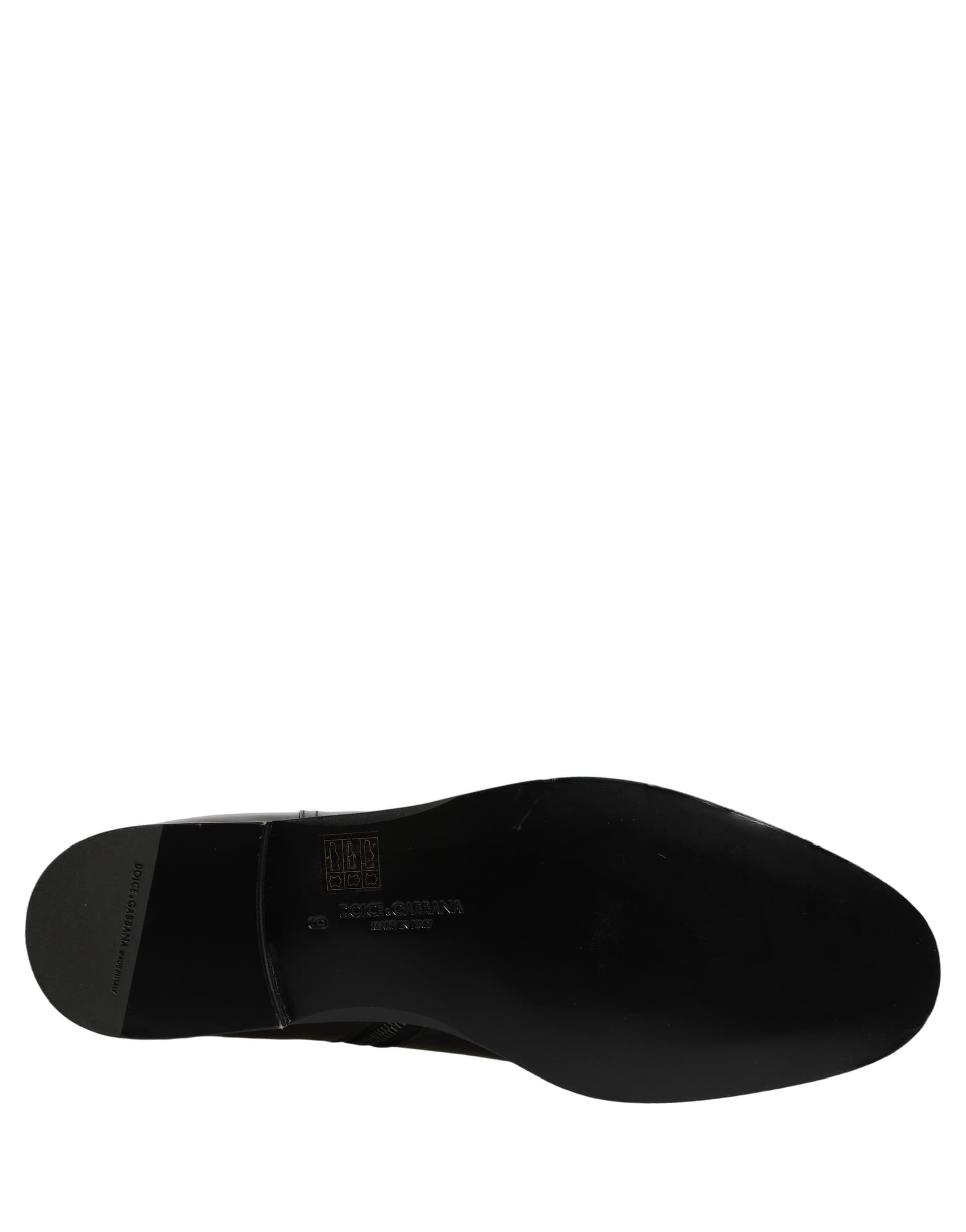 Dolce & Gabbana Black Leather Logo Buckle Mid Calf Boots Shoes - 3