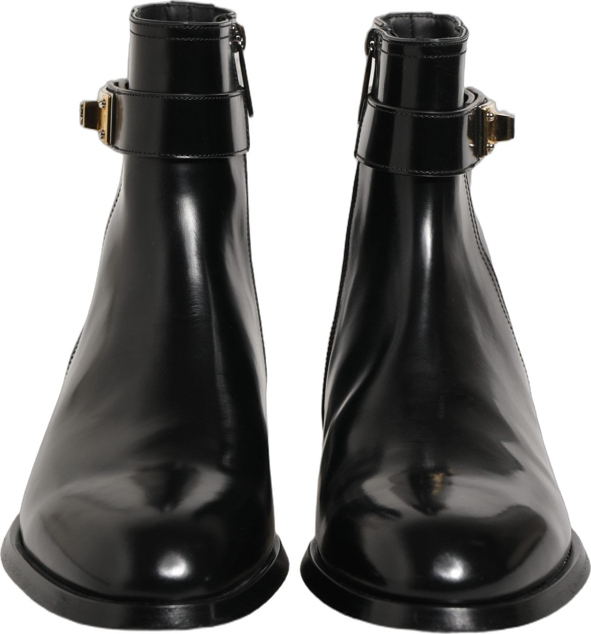 Dolce & Gabbana Black Leather Logo Buckle Mid Calf Boots Shoes - 4