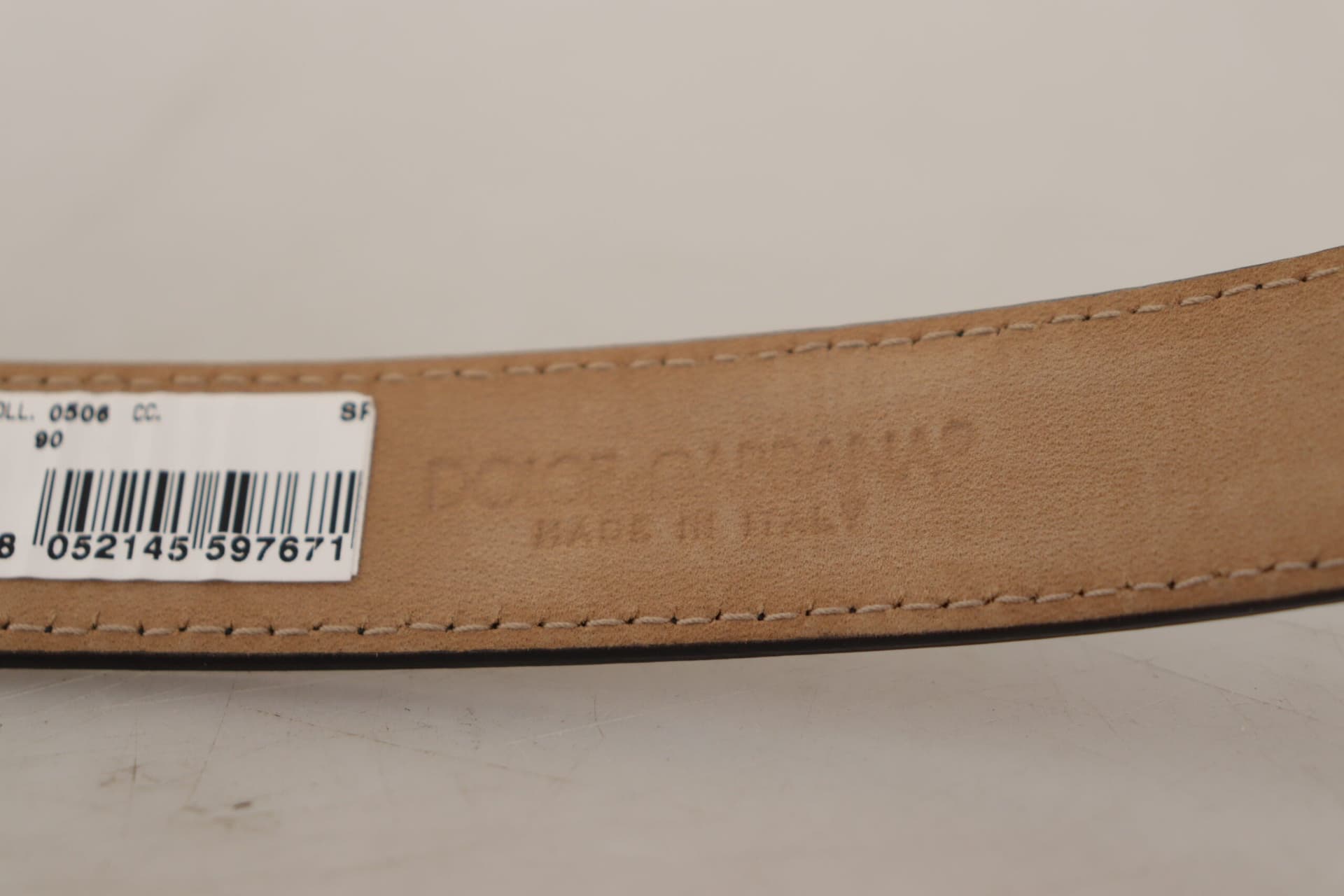 Dolce & Gabbana Black Calf Leather Logo Engraved Metal Buckle Belt - 6