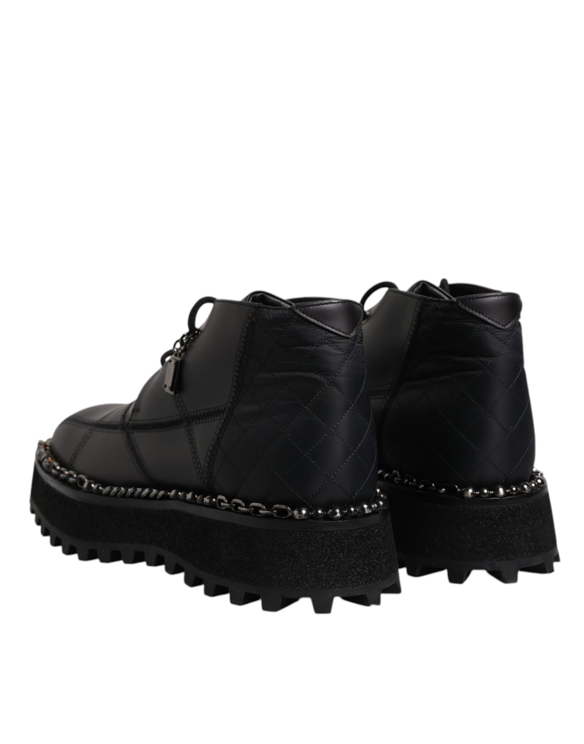 Dolce & Gabbana Black Leather Lace Up Ankle Boots Shoes - 4