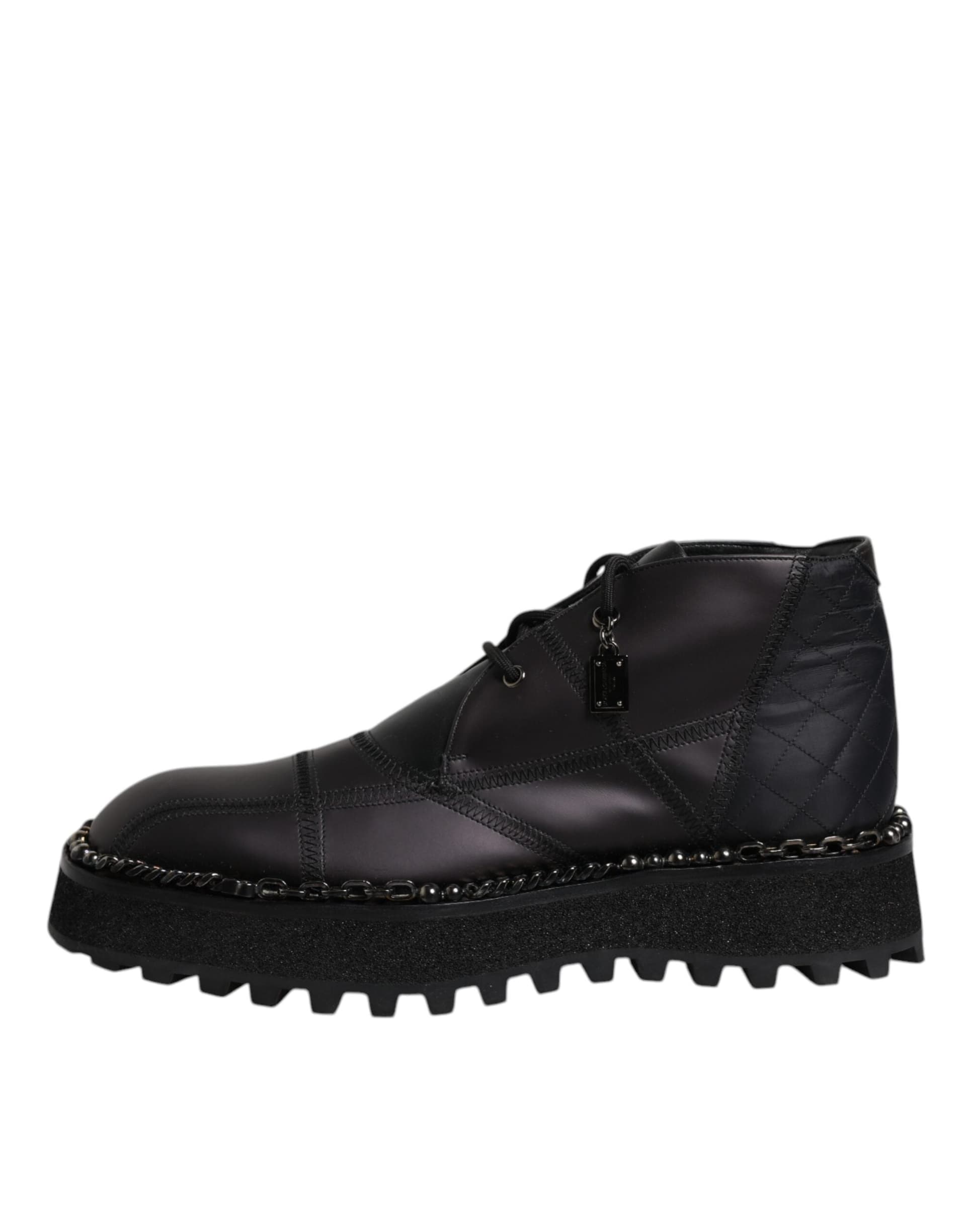 Dolce & Gabbana Black Leather Lace Up Ankle Boots Shoes - 5
