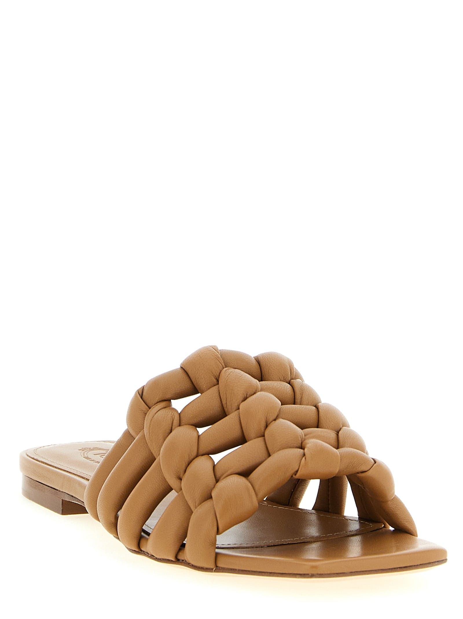 Tod's Brown Lambskin Slides - 2