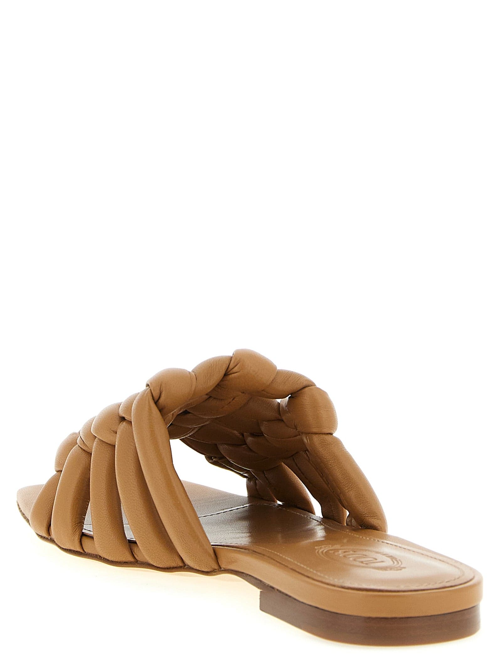 Tod's Brown Lambskin Slides - 3