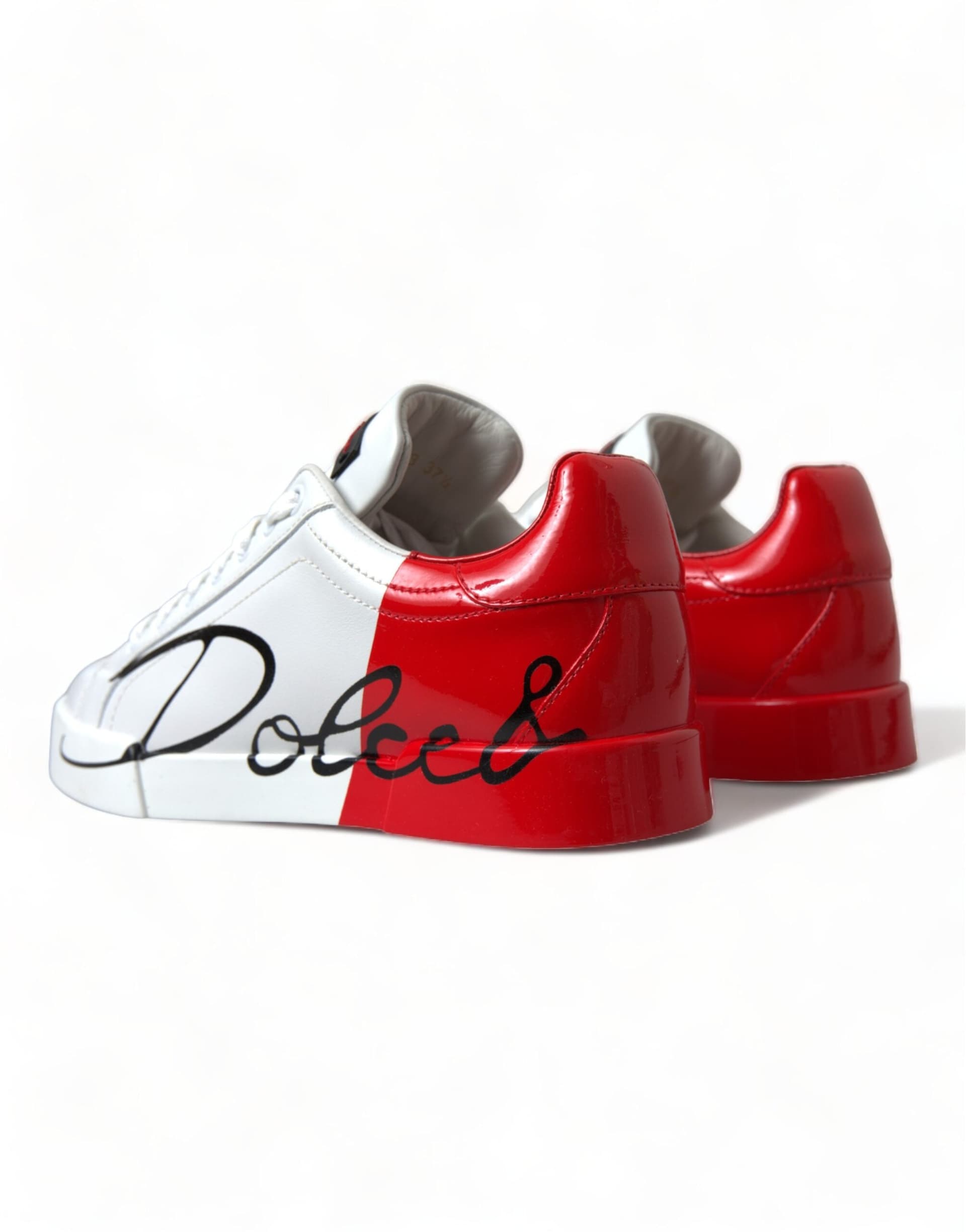 Dolce & Gabbana White Red Lace Up Womens Low Top Sneakers Shoes - 4