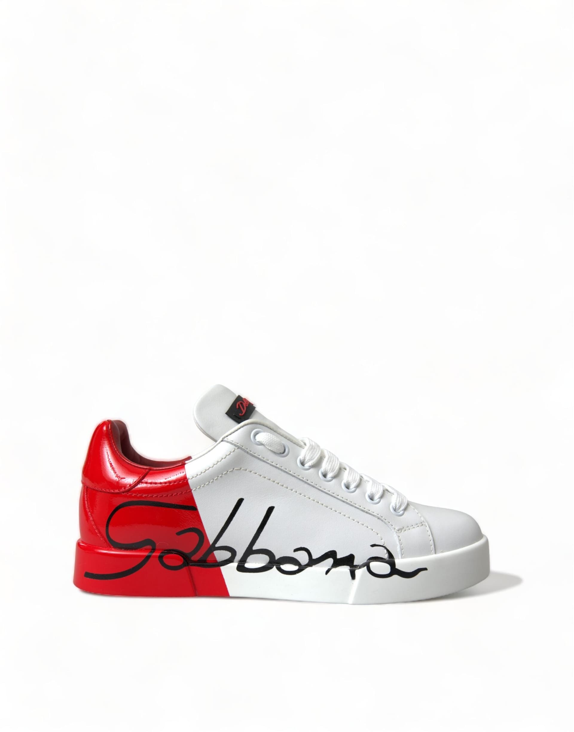 Dolce & Gabbana White Red Lace Up Womens Low Top Sneakers Shoes - 6