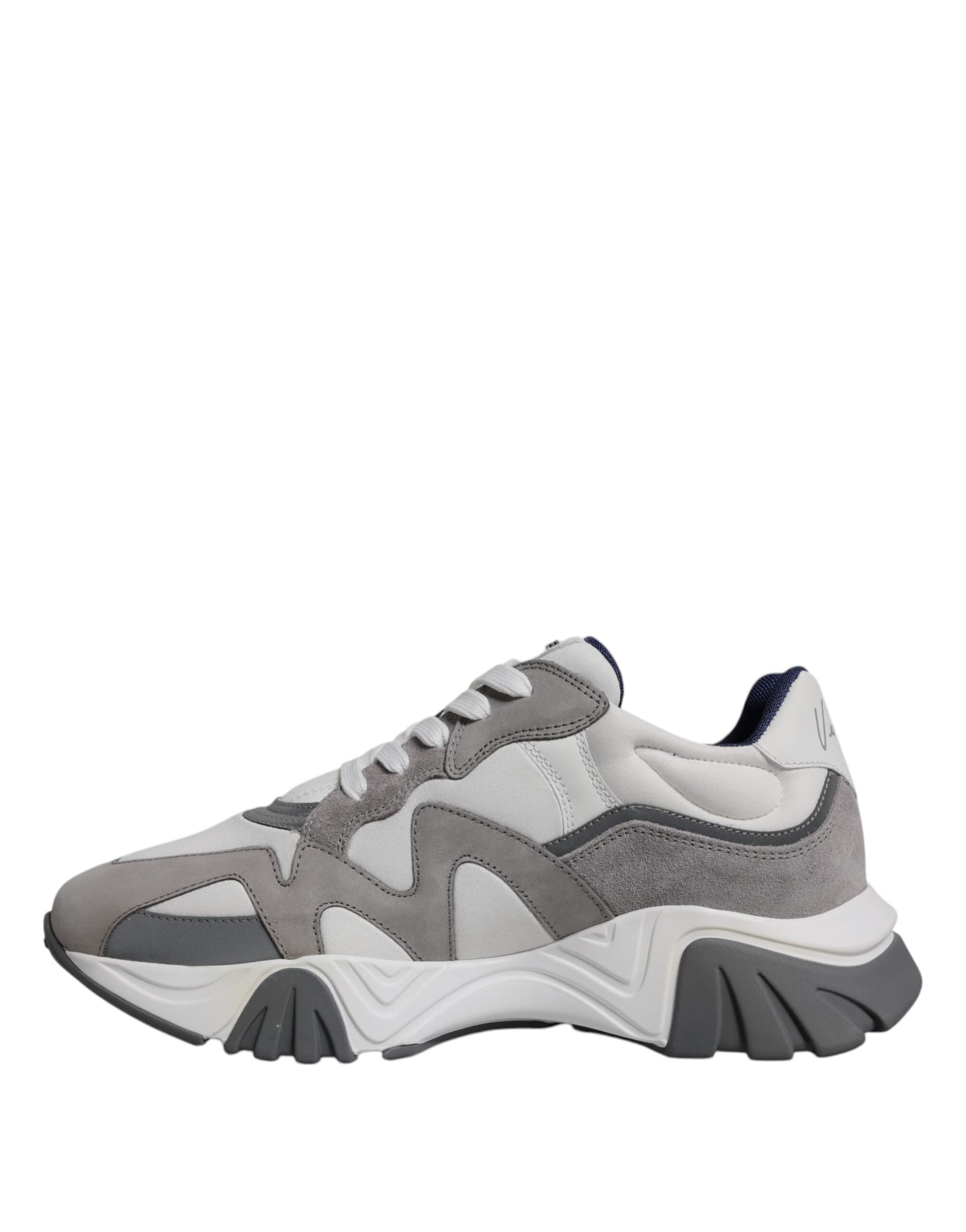 Versace Grey Leather Neoprene Chunky Low Top Squalo Sneakers Shoes - 4