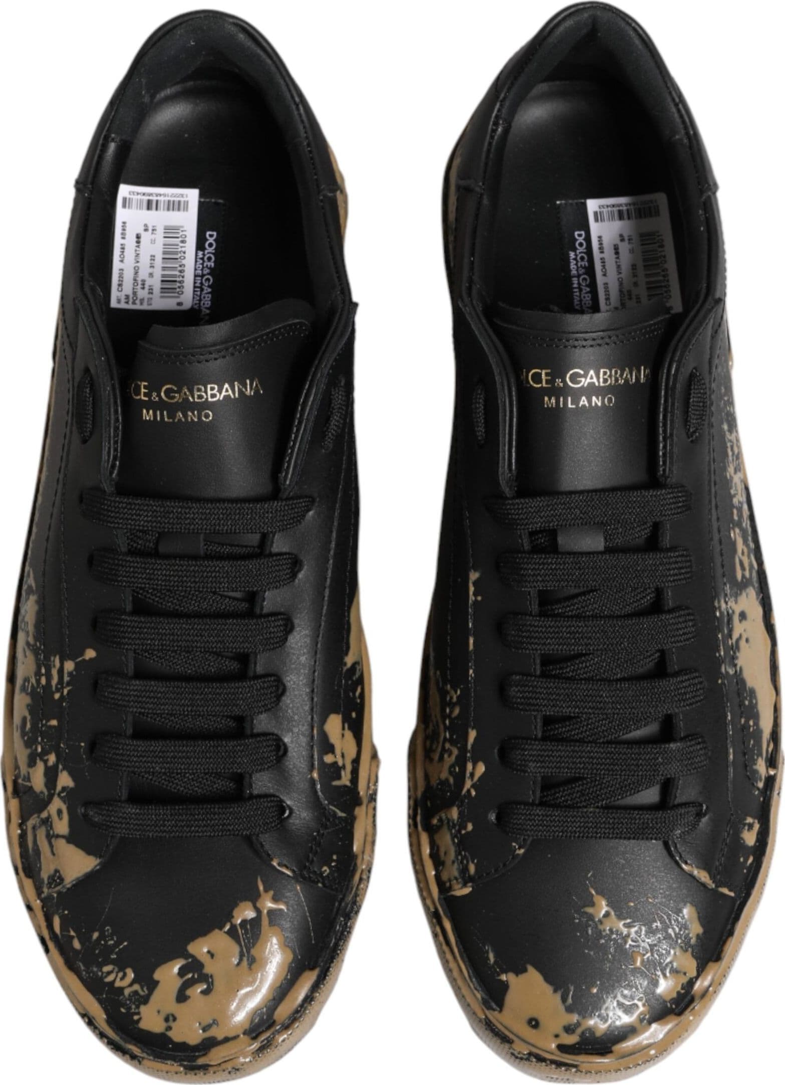 Dolce & Gabbana Black Portofino Mud Effect Low Top Sneakers Shoes - 2