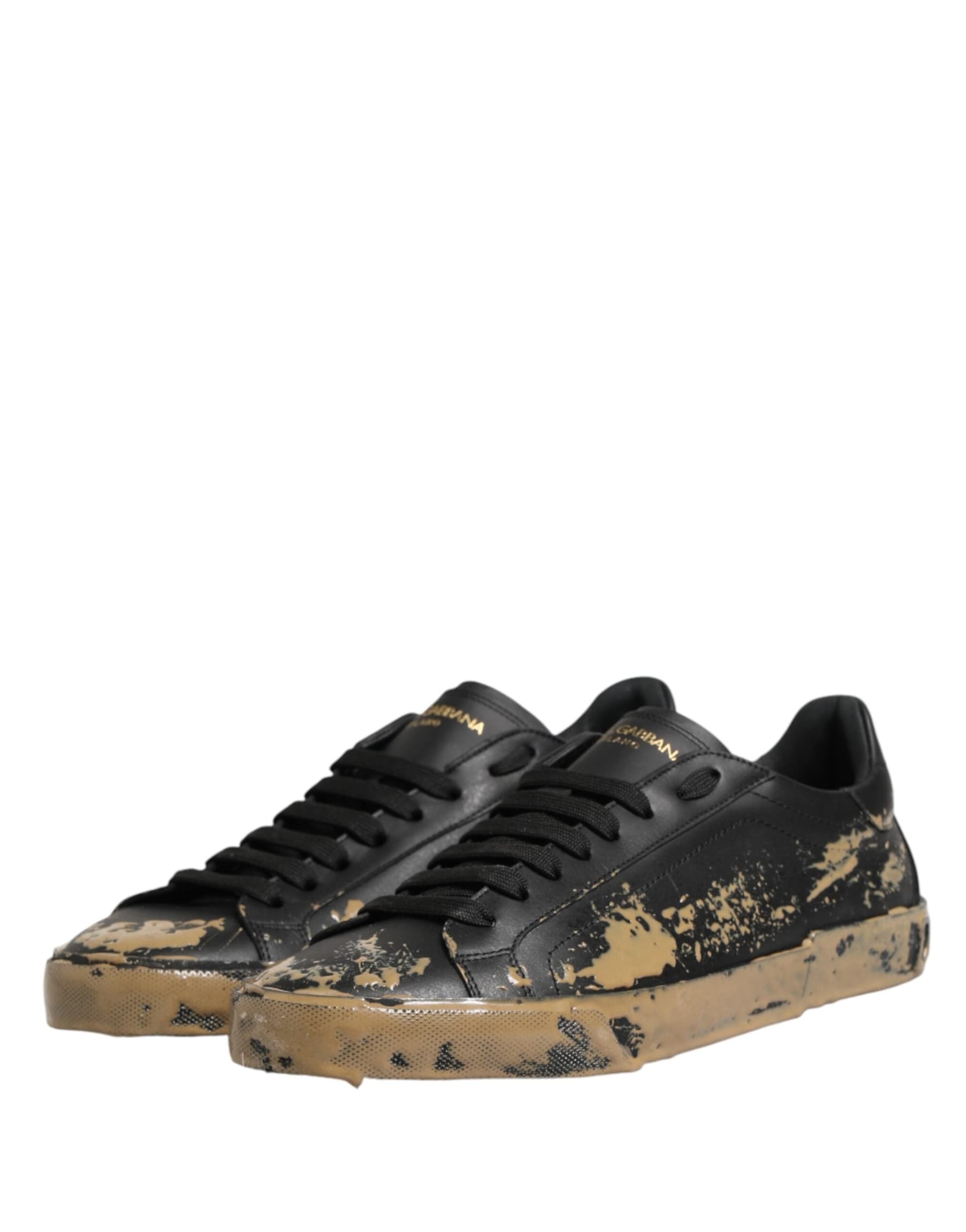Dolce & Gabbana Black Portofino Mud Effect Low Top Sneakers Shoes - 3