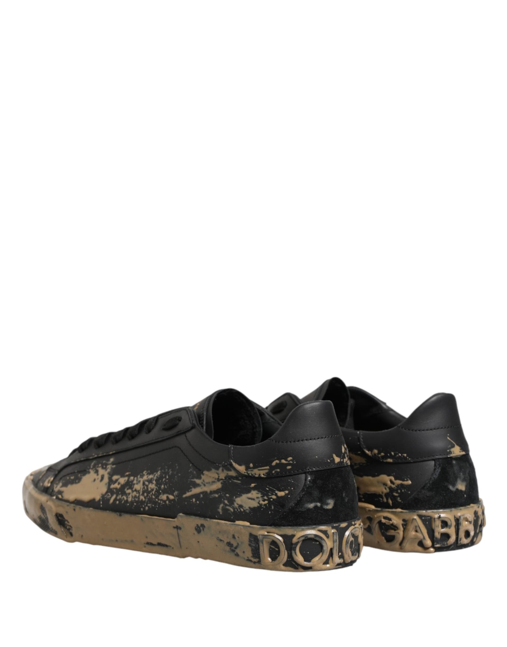 Dolce & Gabbana Black Portofino Mud Effect Low Top Sneakers Shoes - 4