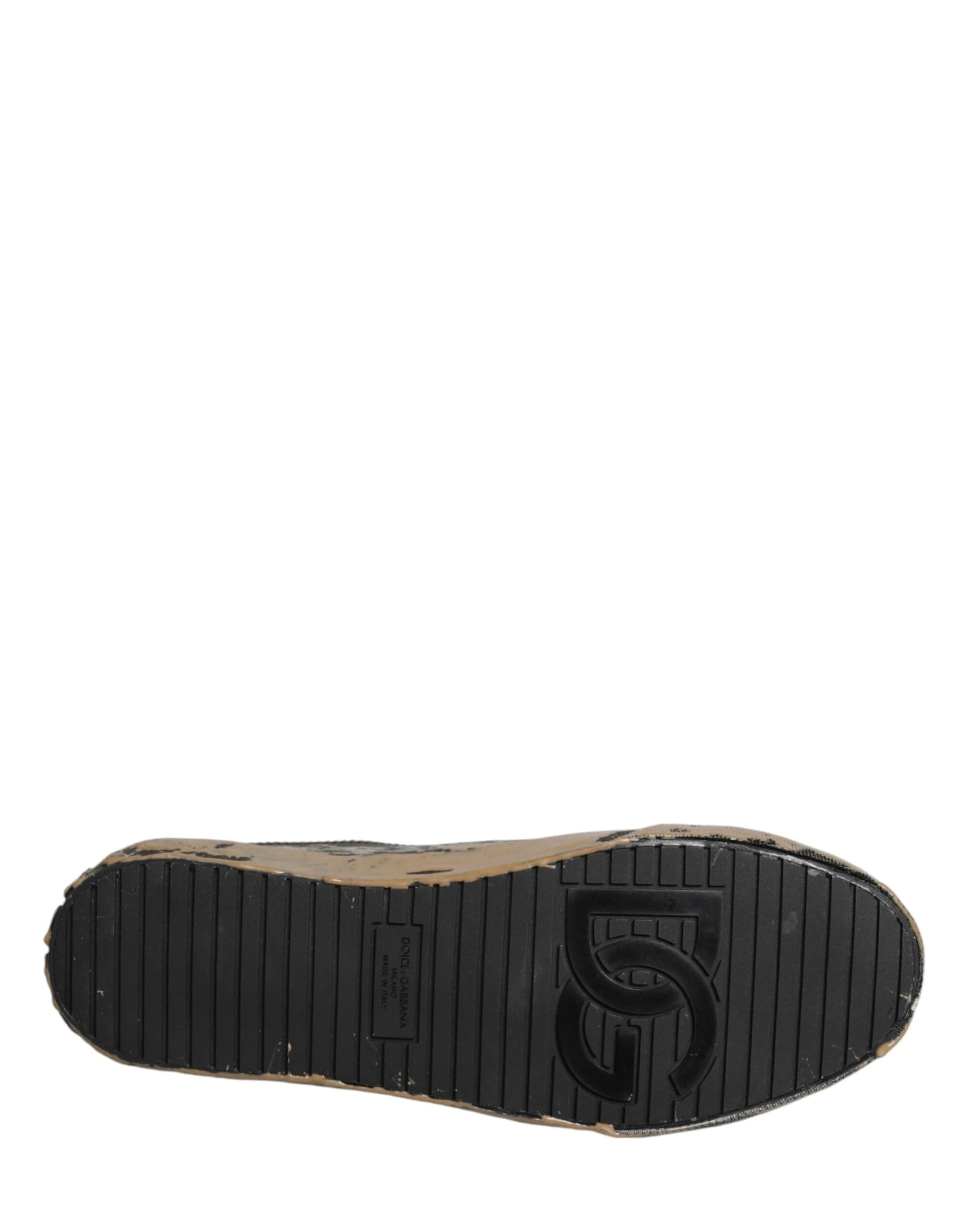 Dolce & Gabbana Black Portofino Mud Effect Low Top Sneakers Shoes - 8