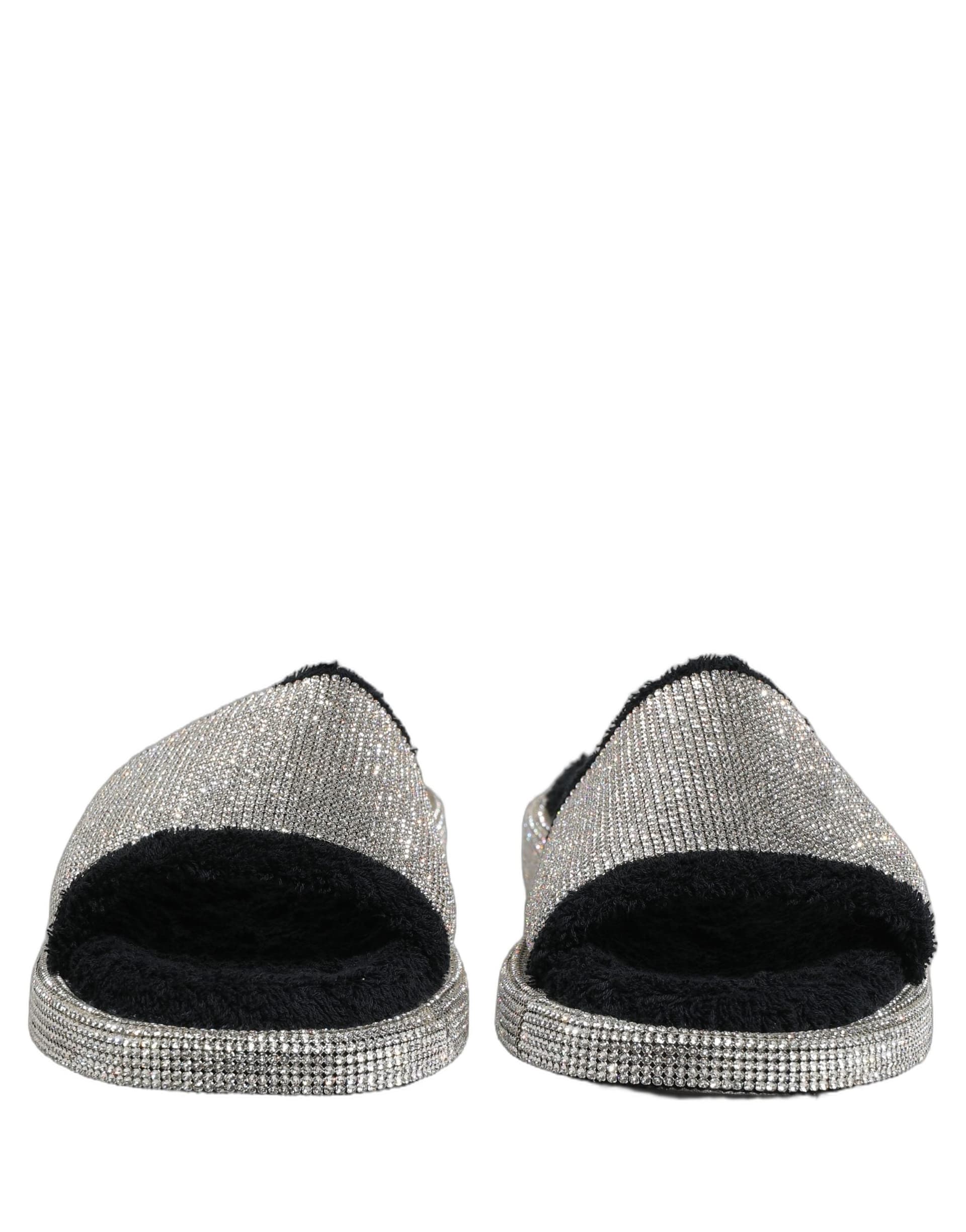 Dolce & Gabbana Black Crystal Embellished Platform Men Slides Shoes - 2