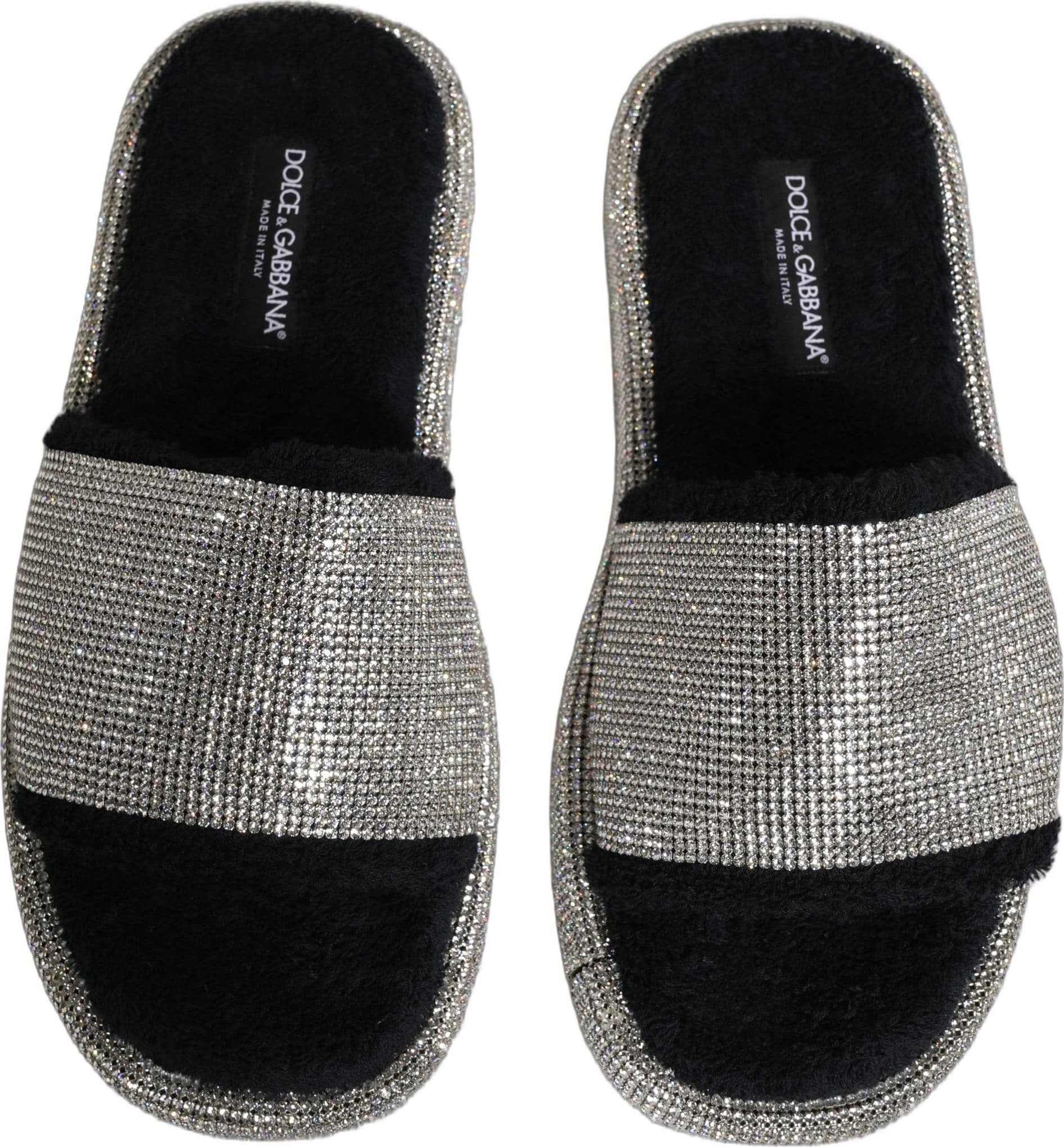 Dolce & Gabbana Black Crystal Embellished Platform Men Slides Shoes - 3