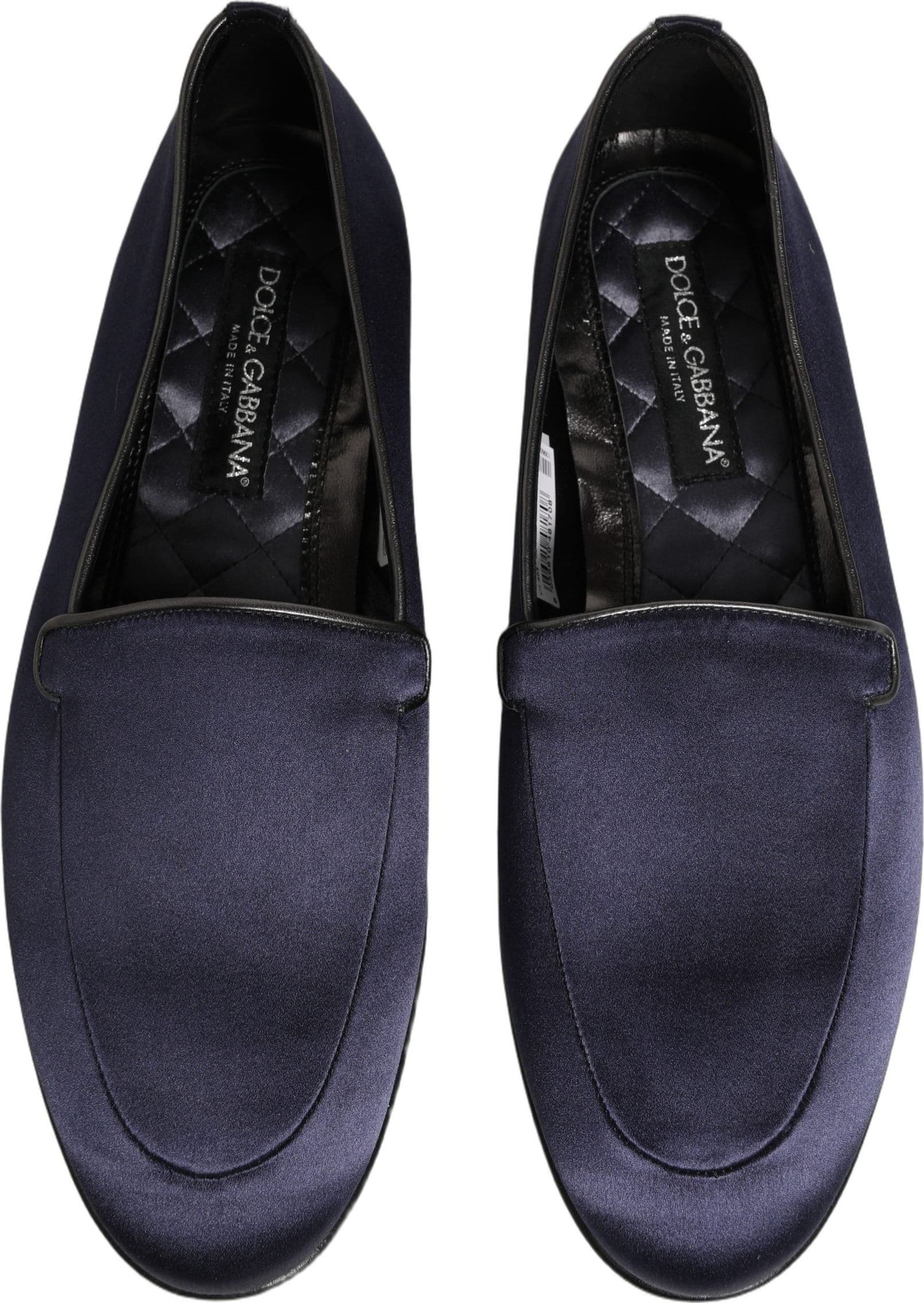 Dolce & Gabbana Blue Satin Logo Slip On Flats Loafers Shoes - 3