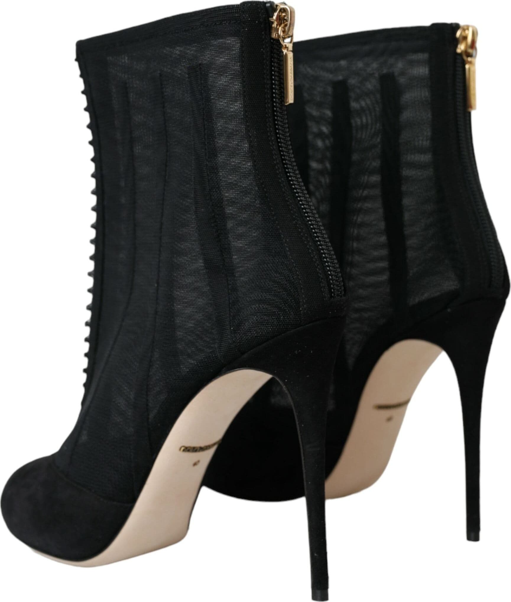 Dolce & Gabbana Black Mesh Stiletto Heels Ankle Boots Shoes - 3