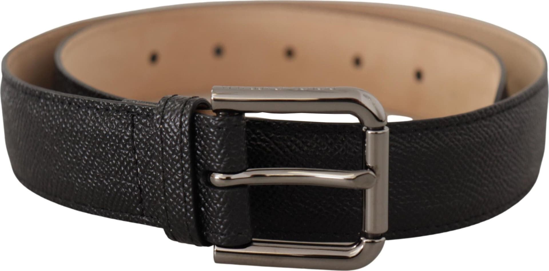 Dolce & Gabbana Black Calf Leather Brown Backend Belt - 3