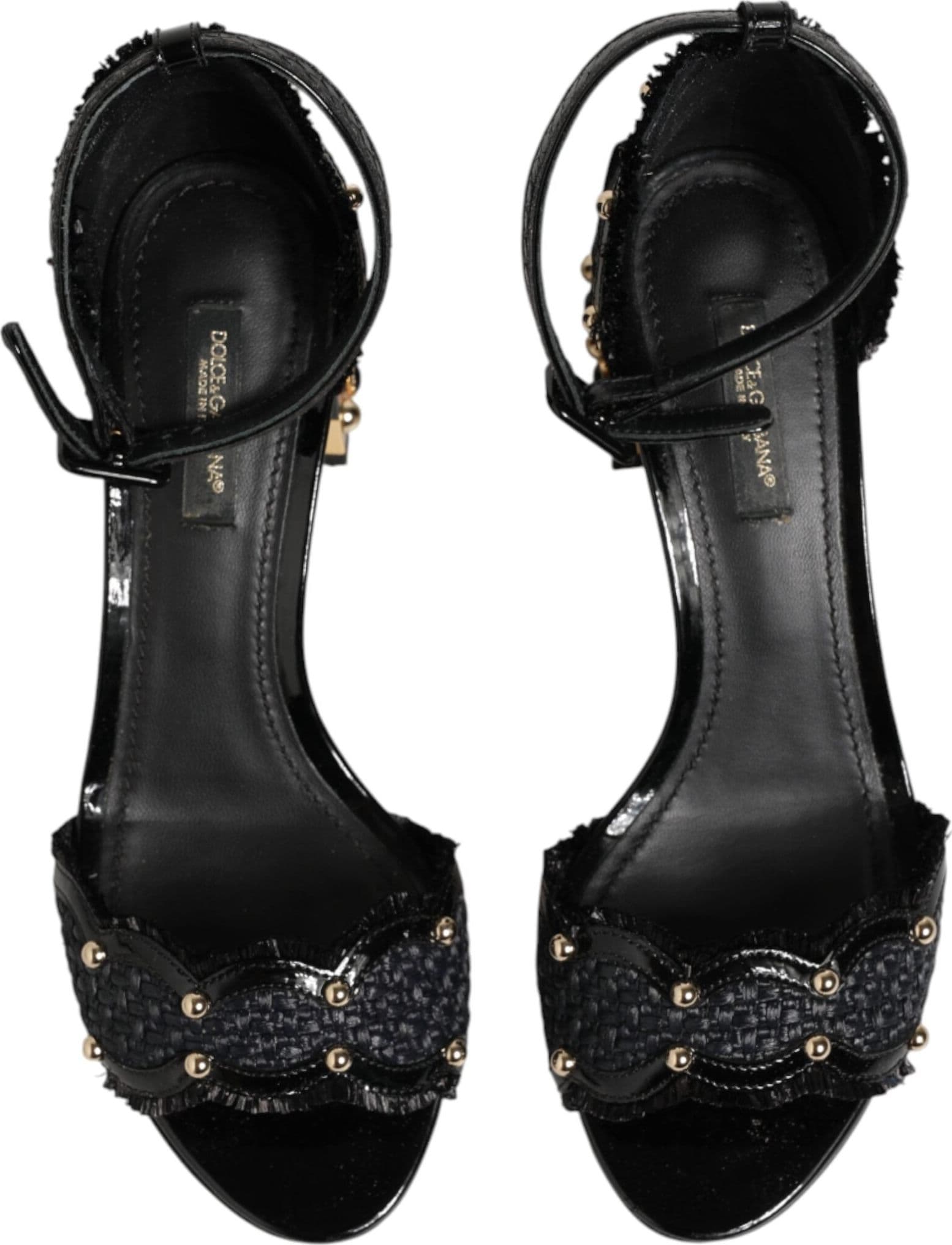 Dolce & Gabbana Black Studded Ankle Strap Sandals Shoes - 2