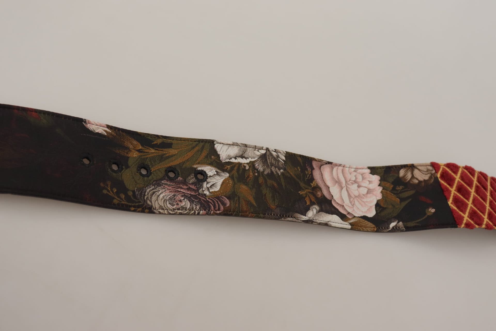 Dolce & Gabbana Multicolor Wide Leather Floral Gold Metal Buckle Belt - 3