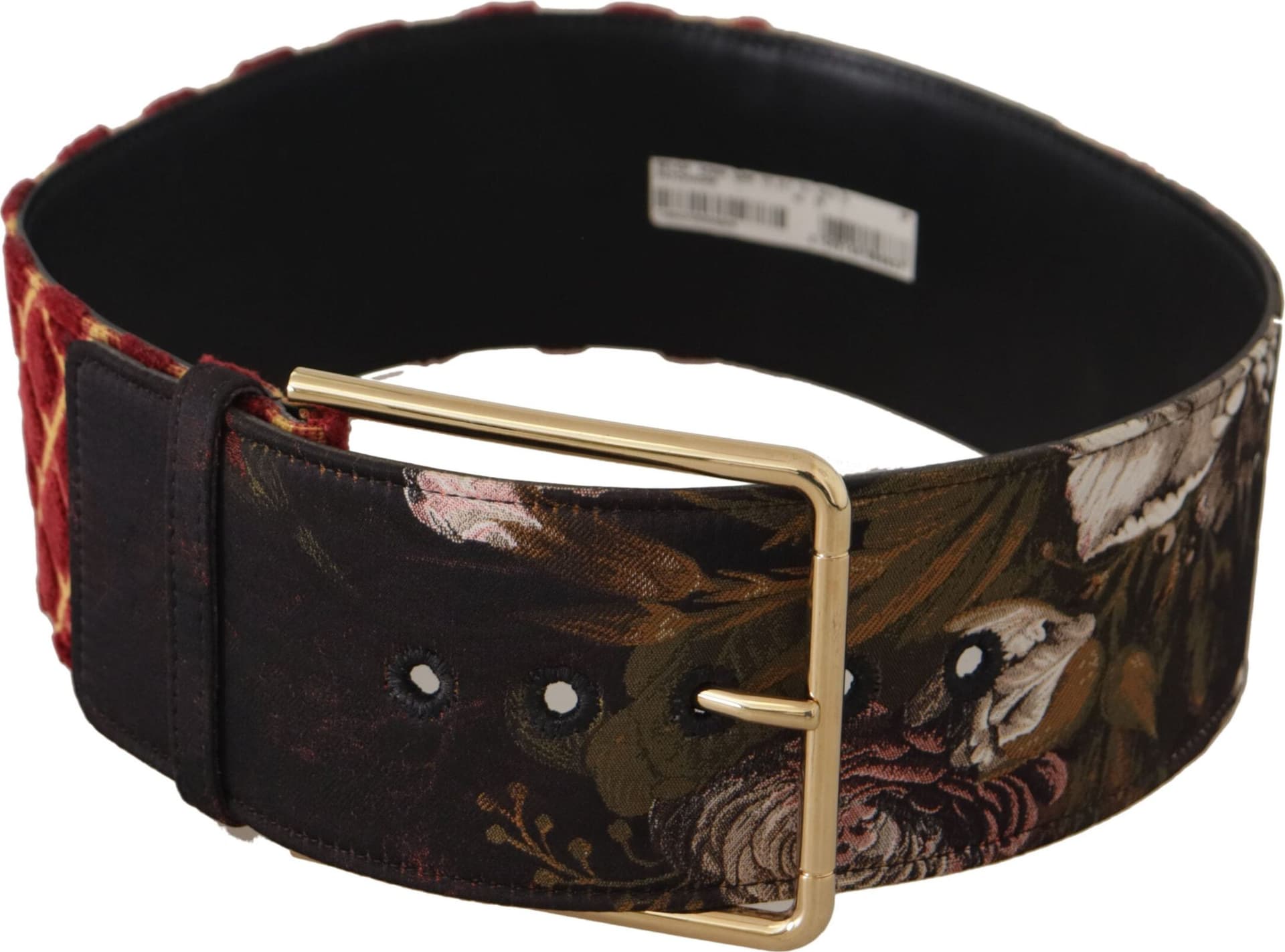 Dolce & Gabbana Multicolor Wide Leather Floral Gold Metal Buckle Belt - 5