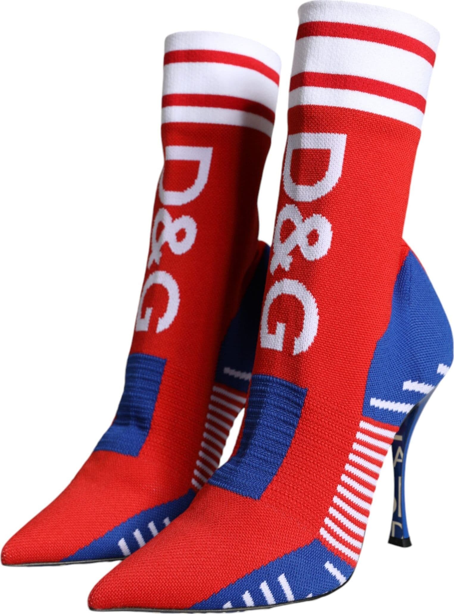 Dolce & Gabbana Red Blue Stretch Sock Style Ankle Boots Logo Shoes - 2