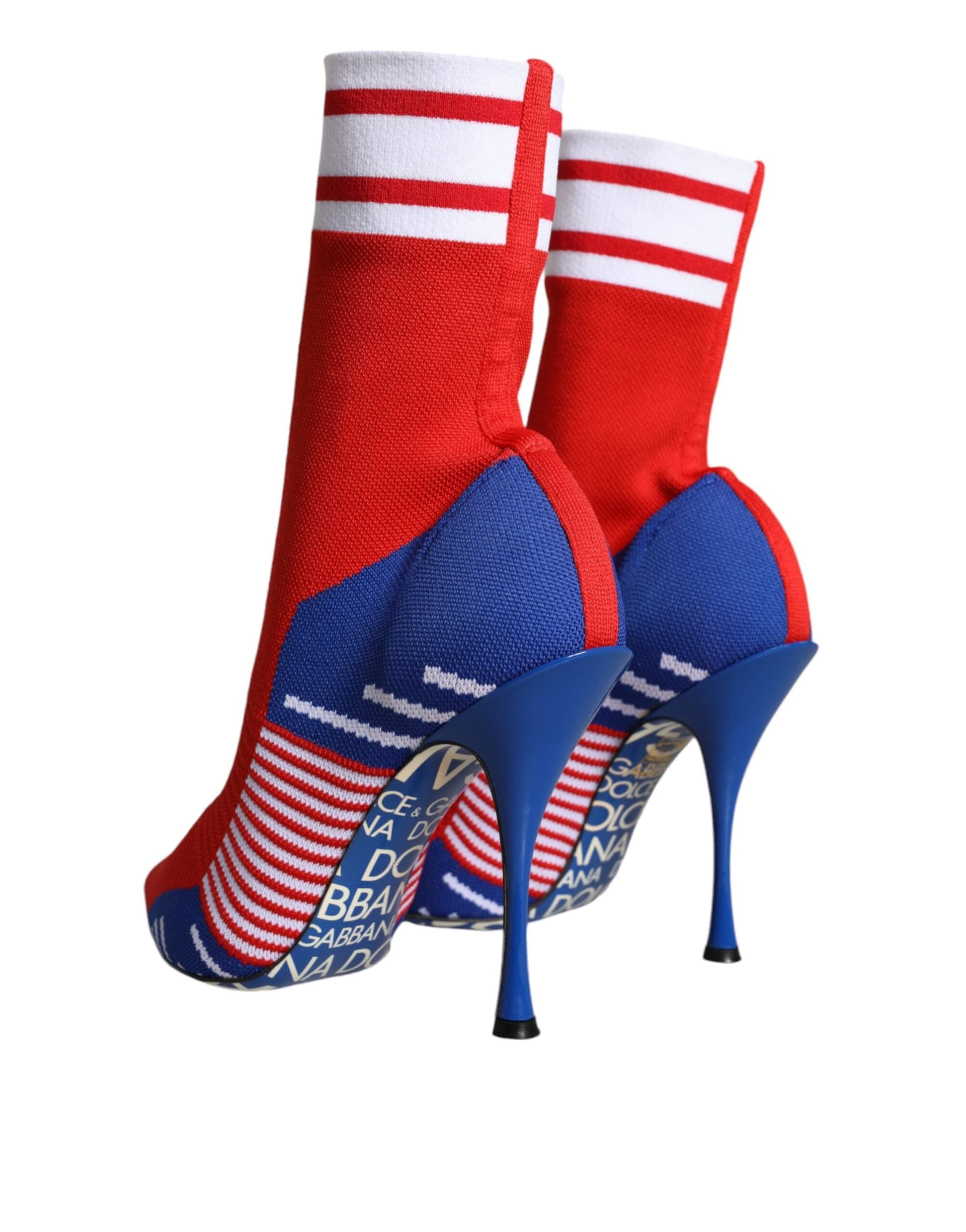 Dolce & Gabbana Red Blue Stretch Sock Style Ankle Boots Logo Shoes - 3