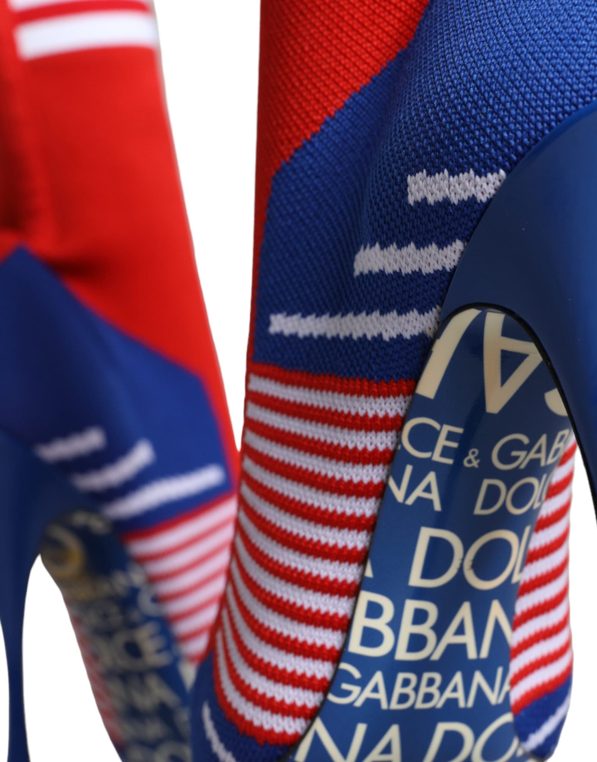 Dolce & Gabbana Red Blue Stretch Sock Style Ankle Boots Logo Shoes - 5