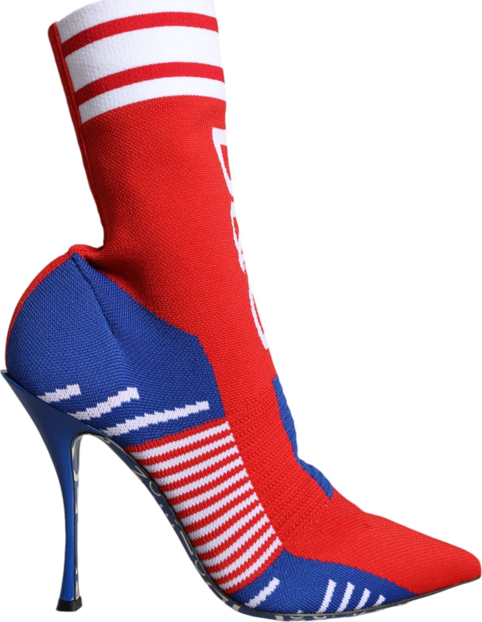 Dolce & Gabbana Red Blue Stretch Sock Style Ankle Boots Logo Shoes - 7