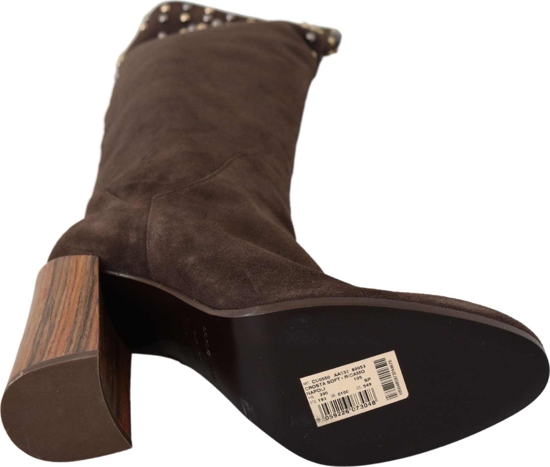 Dolce & Gabbana Brown Suede Studded Knee High Shoes Boots - 2