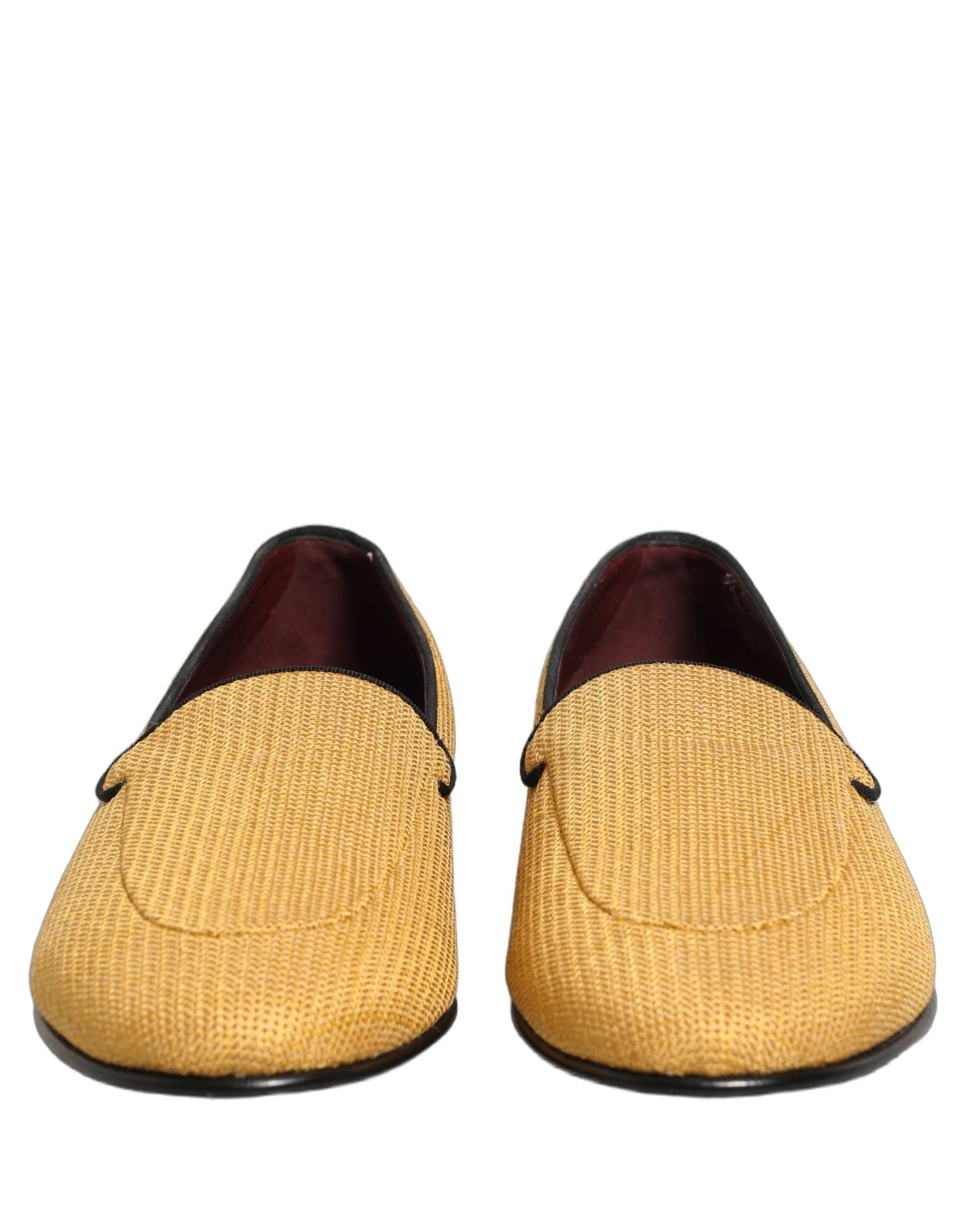 Dolce & Gabbana Yellow Woven Men Slip On Dress Loafers Shoes - 2