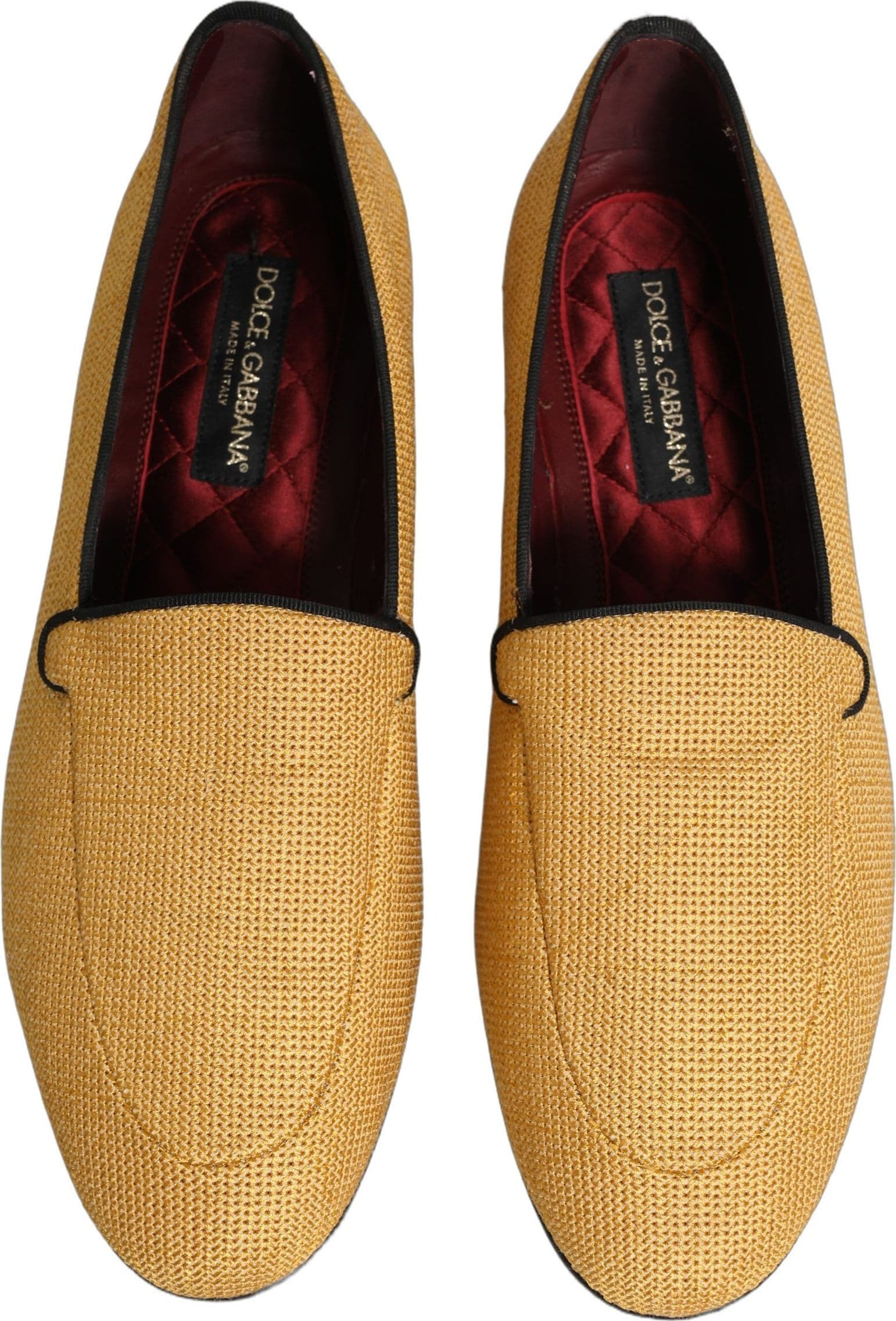 Dolce & Gabbana Yellow Woven Men Slip On Dress Loafers Shoes - 3