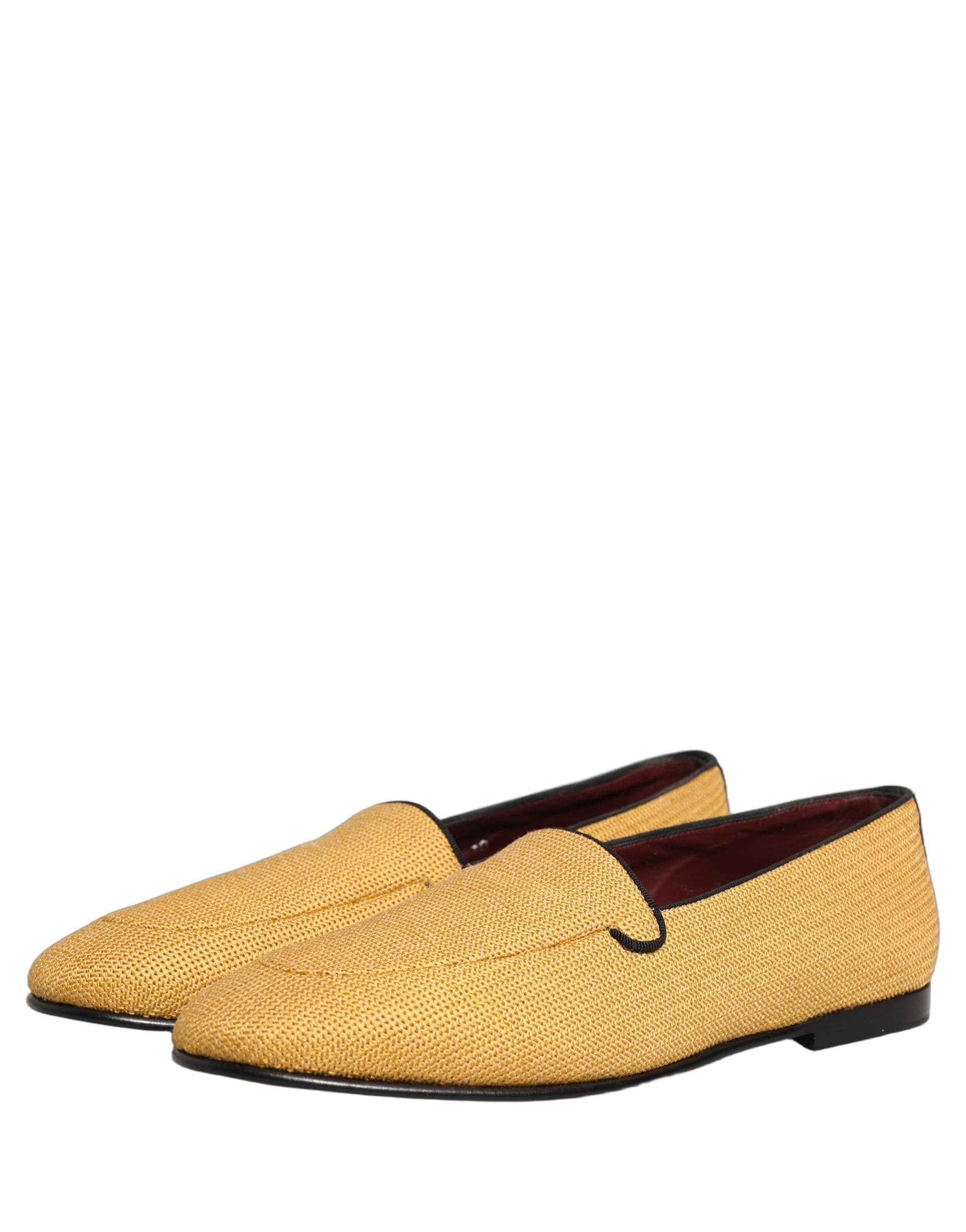 Dolce & Gabbana Yellow Woven Men Slip On Dress Loafers Shoes - 4