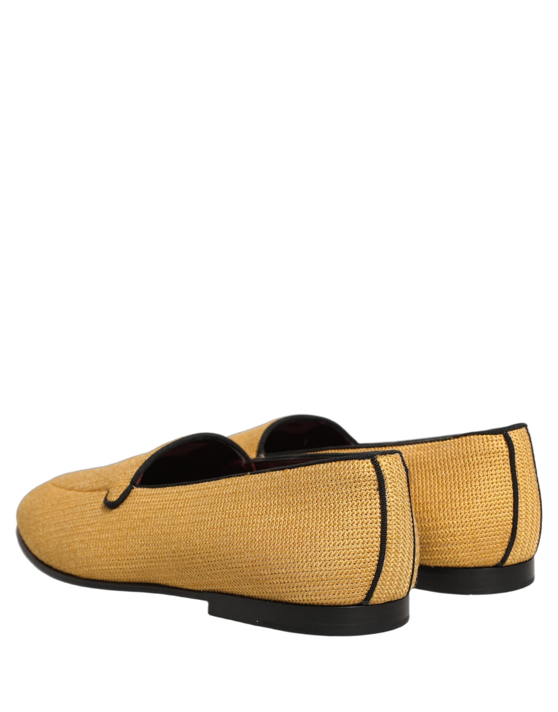 Dolce & Gabbana Yellow Woven Men Slip On Dress Loafers Shoes - 5